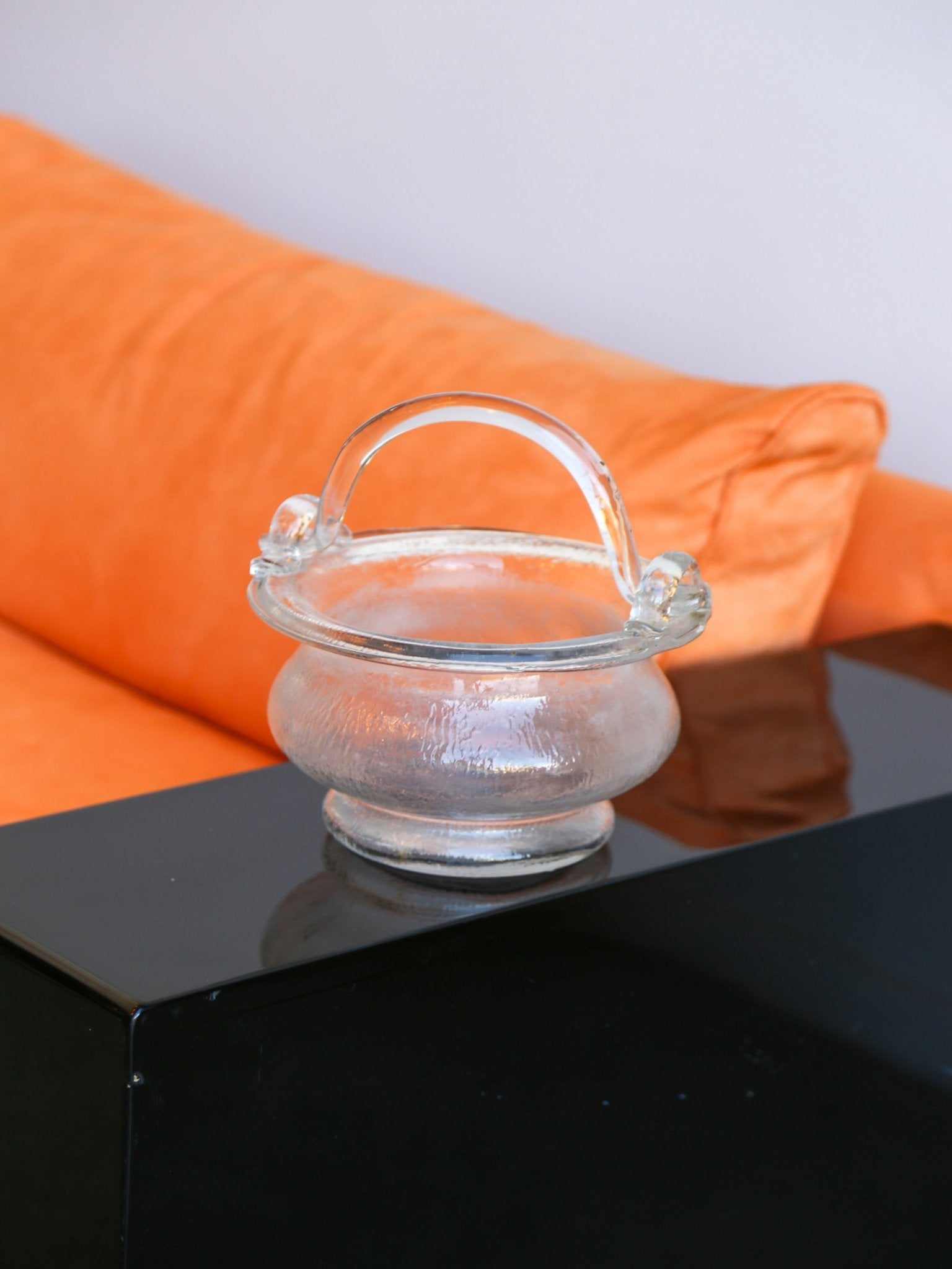 1970s Murano Glass Gasket with Sculptural Handle in Clear textured Finish - Lumini Collections