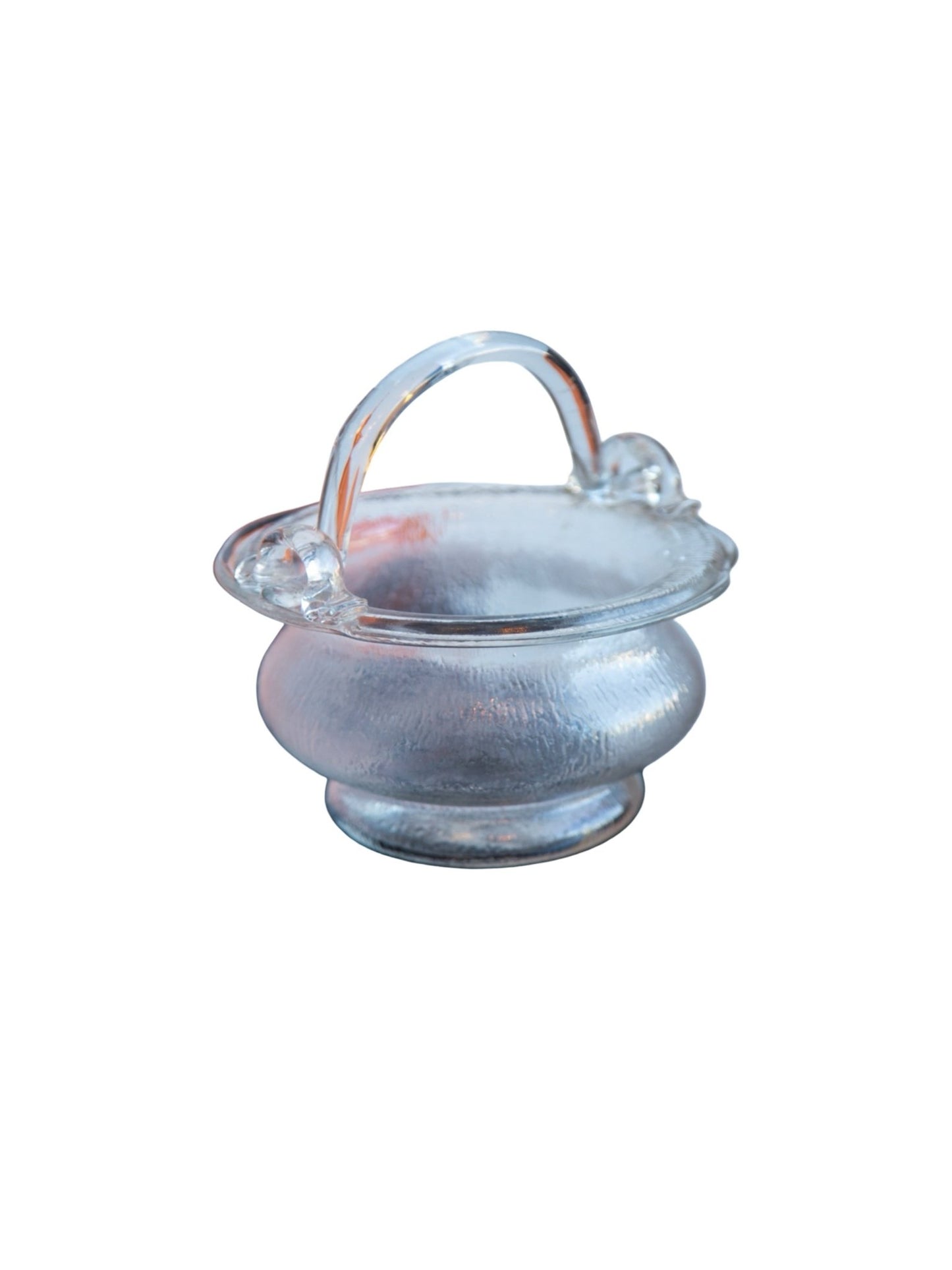 1970s Murano Glass Gasket with Sculptural Handle in Clear textured Finish - Lumini Collections