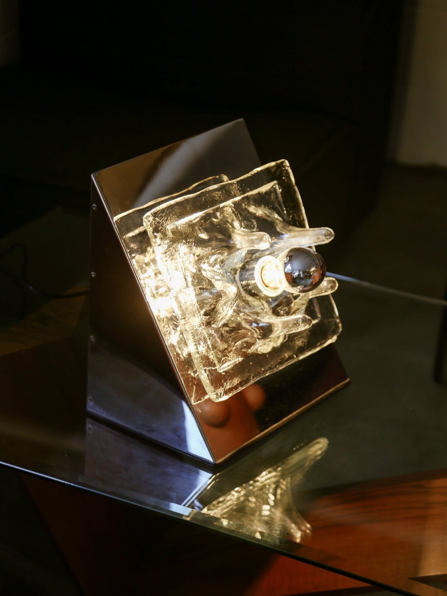 Murano Glass & Chrome Table Lamp by Toni Zuccheri for Vearte 1960s - Lumini Collections