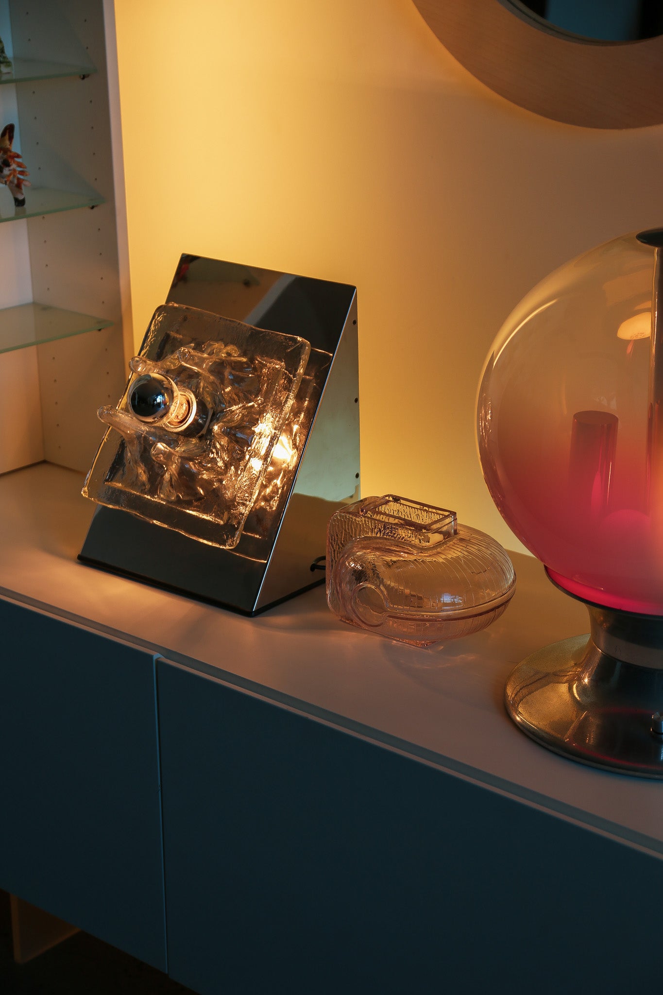 Murano Glass & Chrome Table Lamp by Toni Zuccheri for Vearte 1960s - Lumini Collections