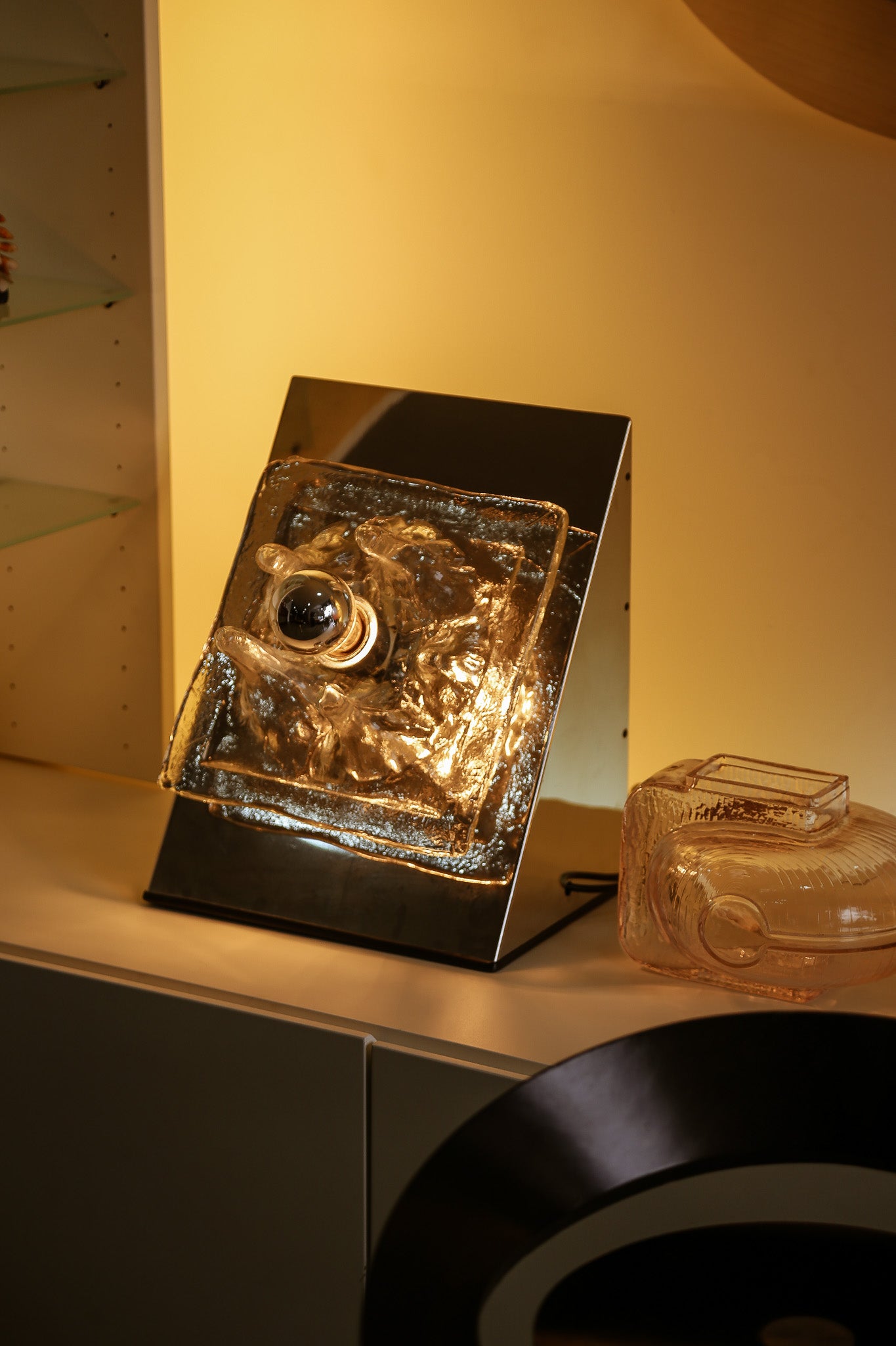 Murano Glass & Chrome Table Lamp by Toni Zuccheri for Vearte 1960s - Lumini Collections
