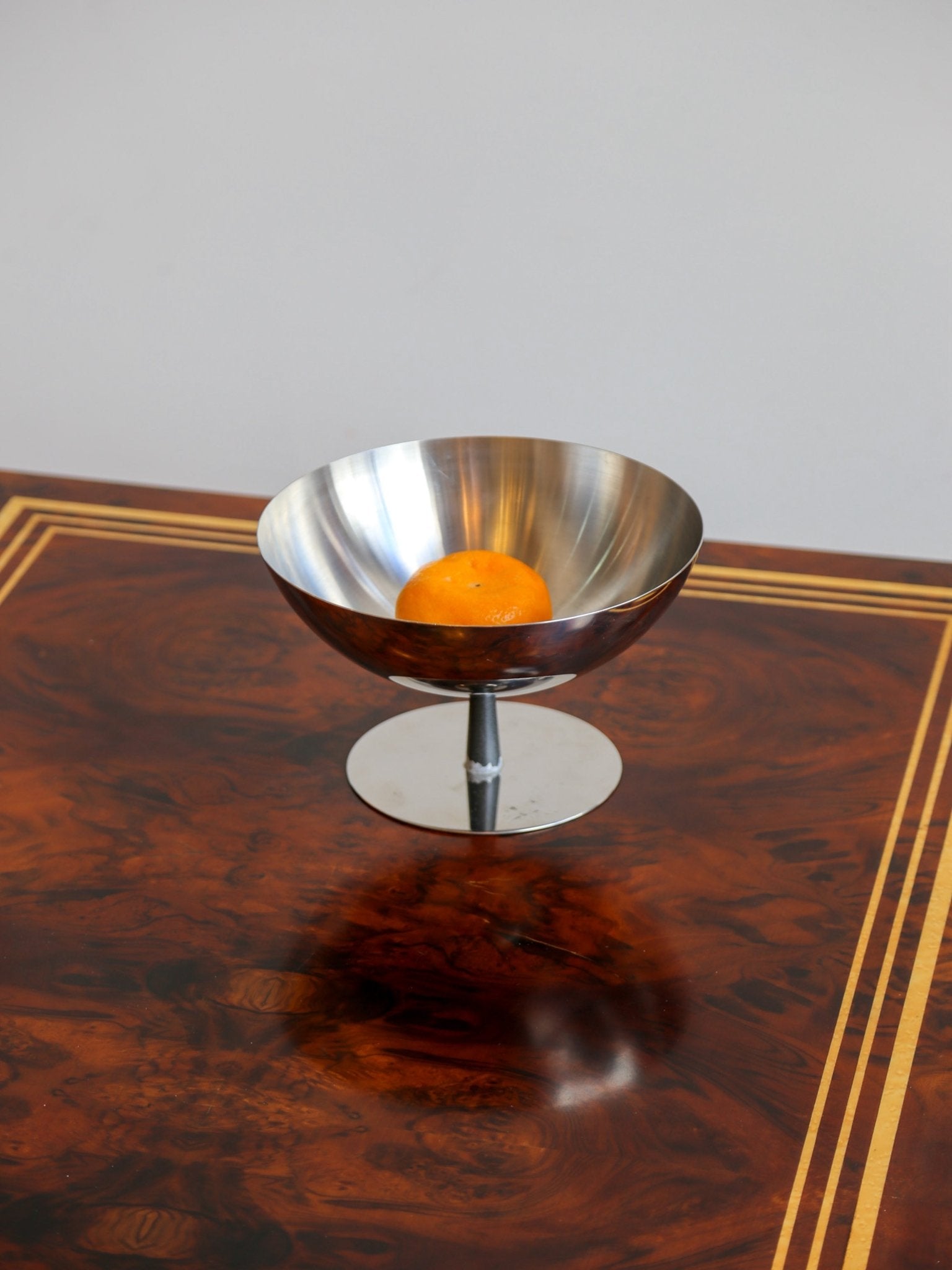 Pair of Alessi Stainless Steel Pedestal Bowls, Italy, 1970s - Lumini Collections