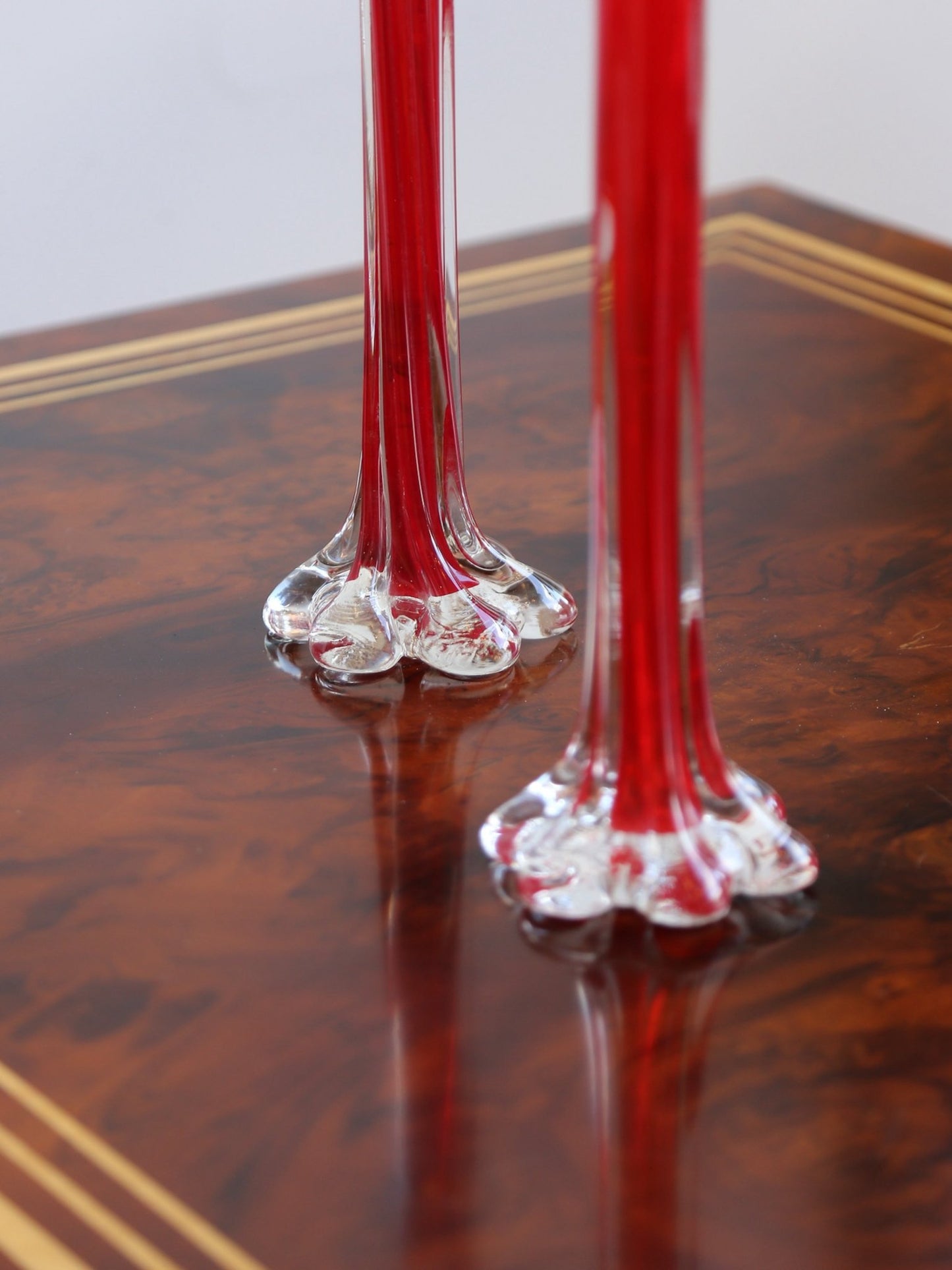 Pair of Murano Ruby Red Glass Bud Vases, Italy 1970s - Lumini Collections
