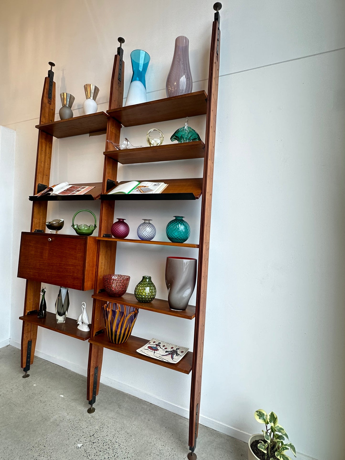 Pierluigi Spadolini Mid - Century Modern walnut bookcase, 1970s - Lumini Collections