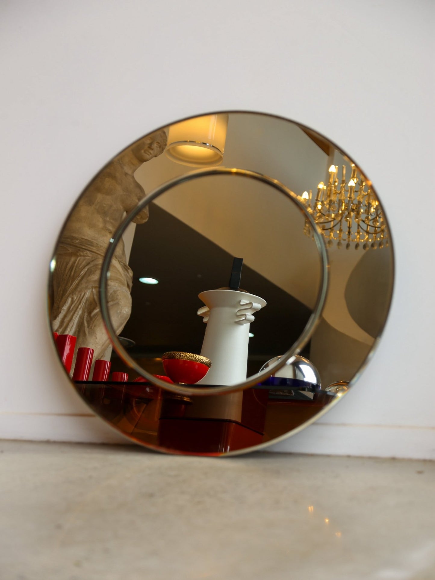 Rare 1970s Karl Springer Circular Wall Mirror – Luxury Design - Lumini Collections