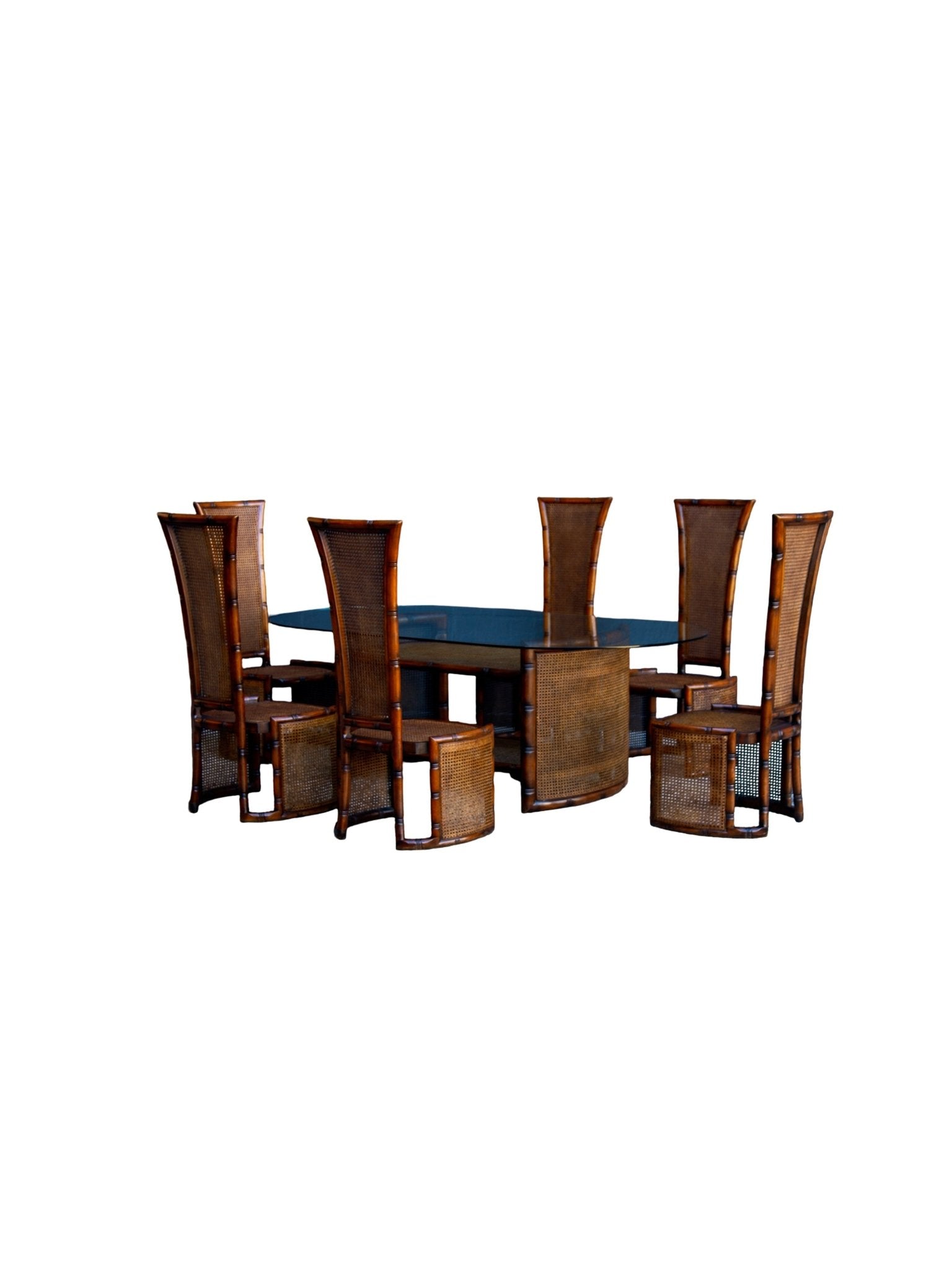 Rattan and Wood Dining Set by Marzio Cecchi for Studio Most, Italy 1970s - Lumini Collections