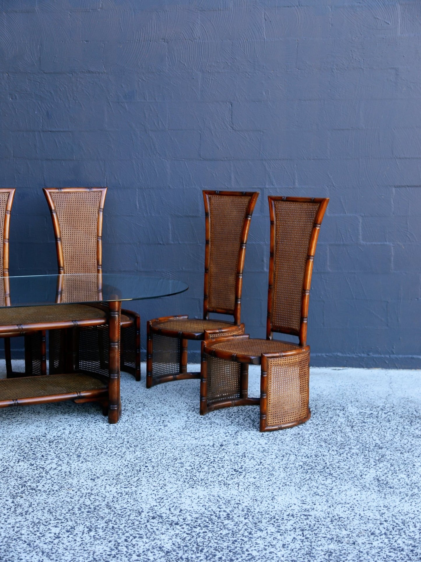 Rattan and Wood Dining Set by Marzio Cecchi for Studio Most, Italy 1970s - Lumini Collections