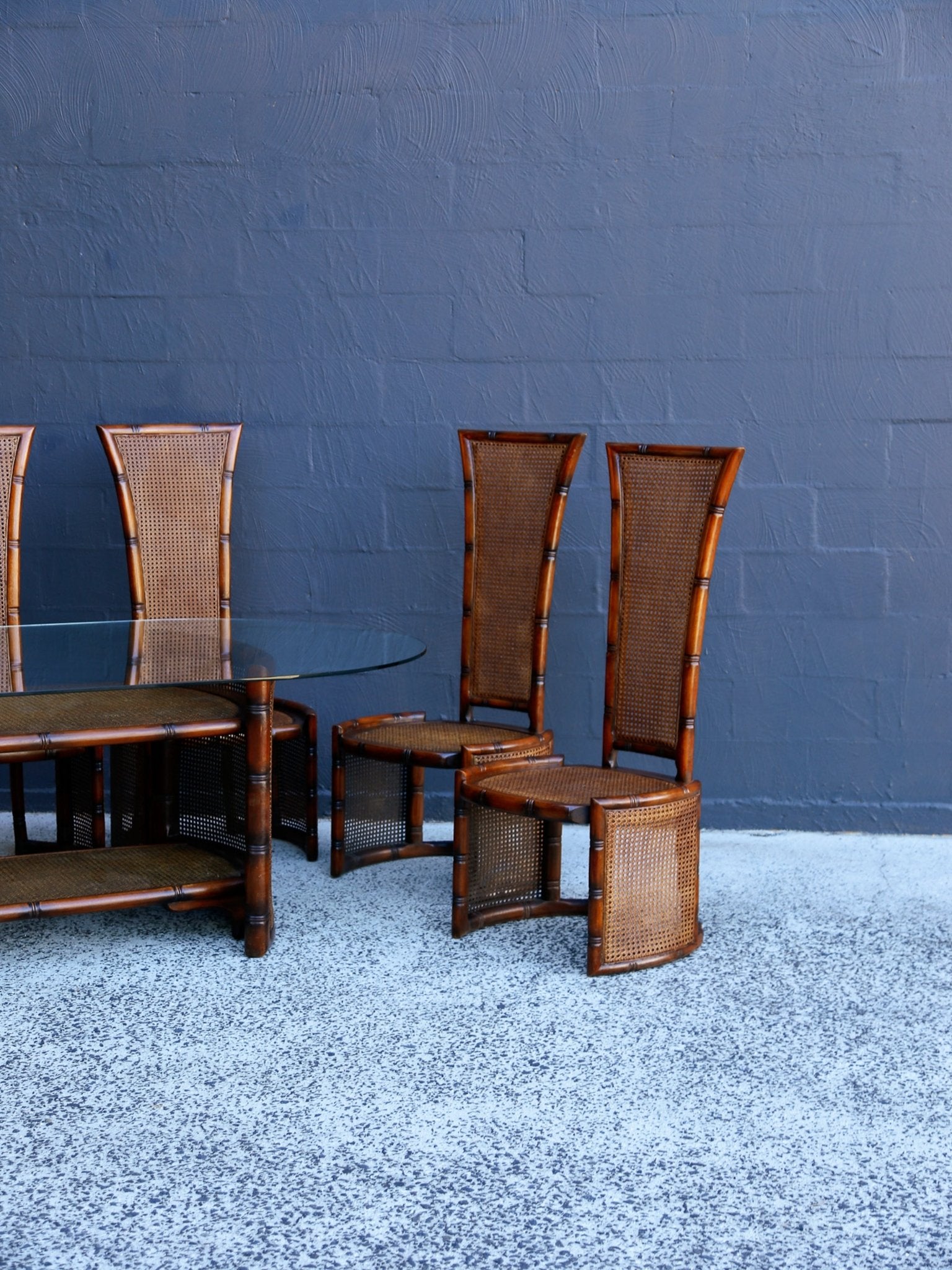 Rattan and Wood Dining Set by Marzio Cecchi for Studio Most, Italy 1970s - Lumini Collections