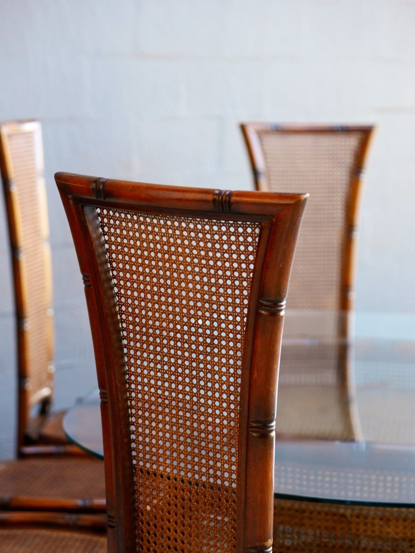 Rattan and Wood Dining Set by Marzio Cecchi for Studio Most, Italy 1970s - Lumini Collections