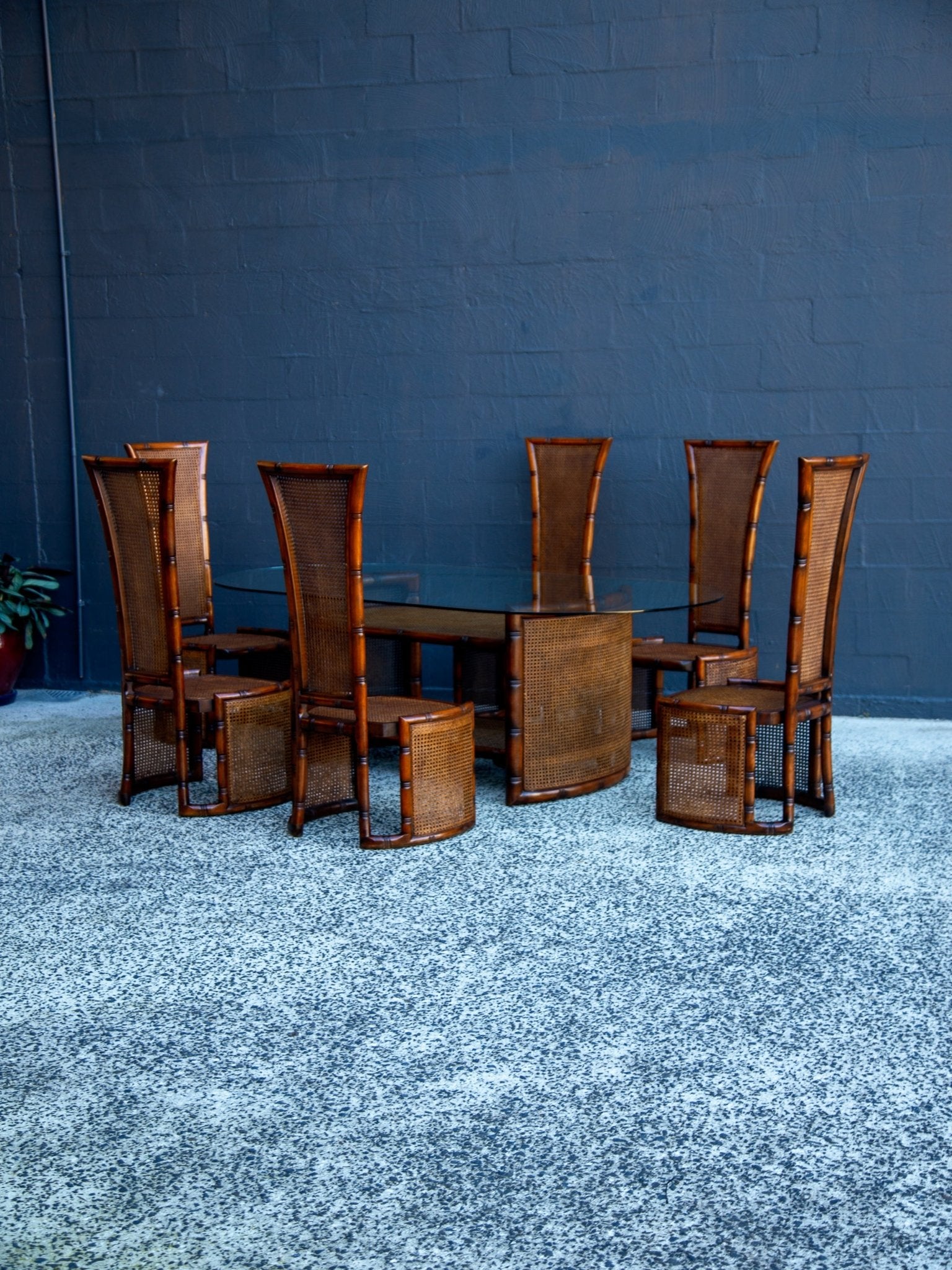 Rattan and Wood Dining Set by Marzio Cecchi for Studio Most, Italy 1970s - Lumini Collections