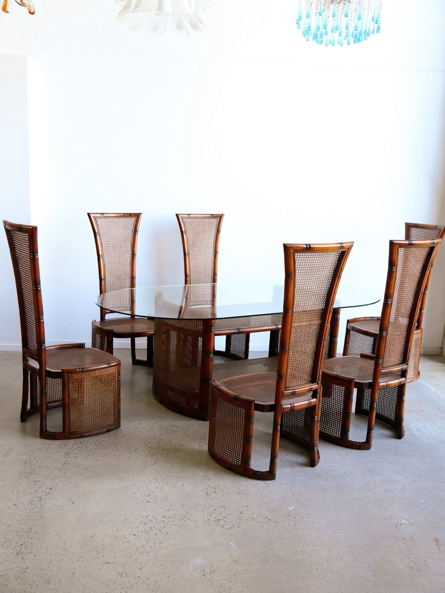 Rattan and Wood Dining Set by Marzio Cecchi for Studio Most, Italy 1970s - Lumini Collections