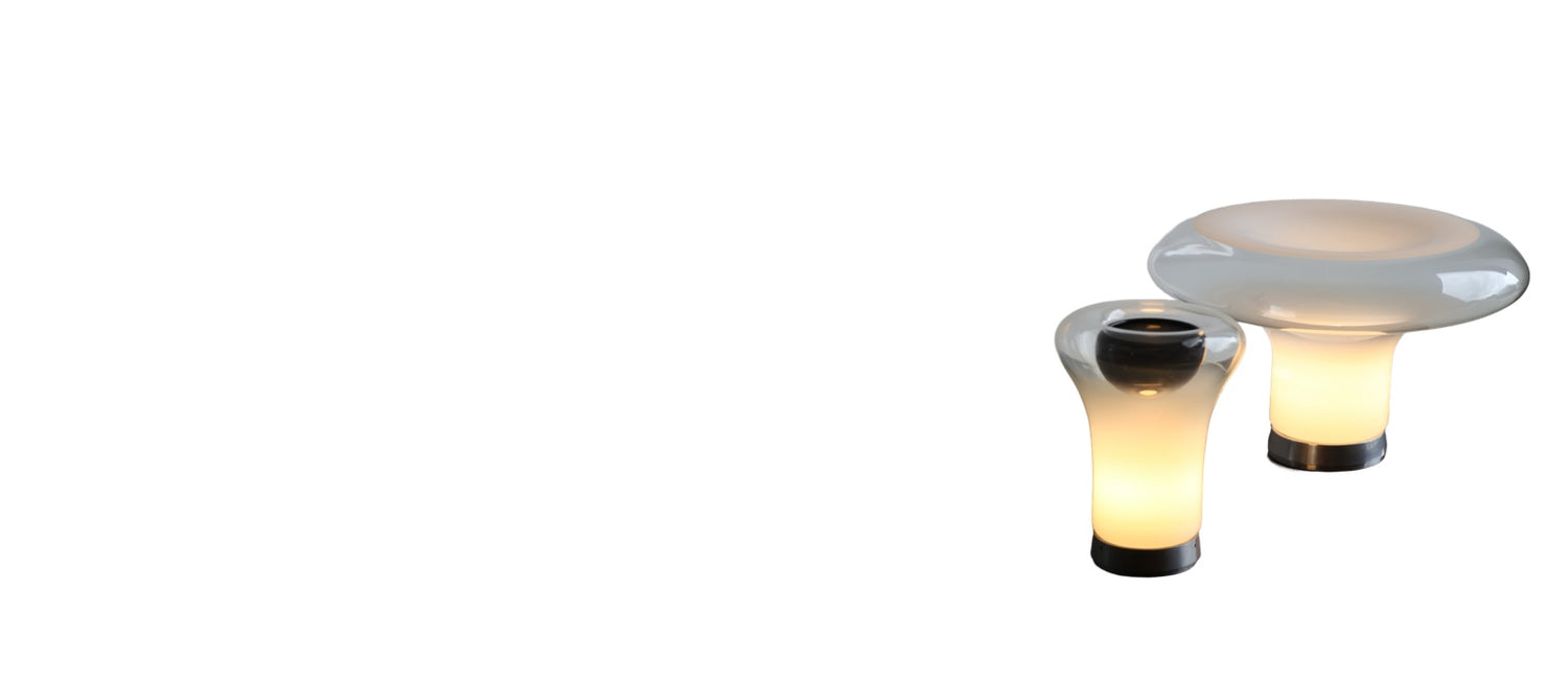 Saffo e Lesbo Table Lamps by Angelo Mangiarotti for Artemide in Murano Glass 1960s | Lumini Collections