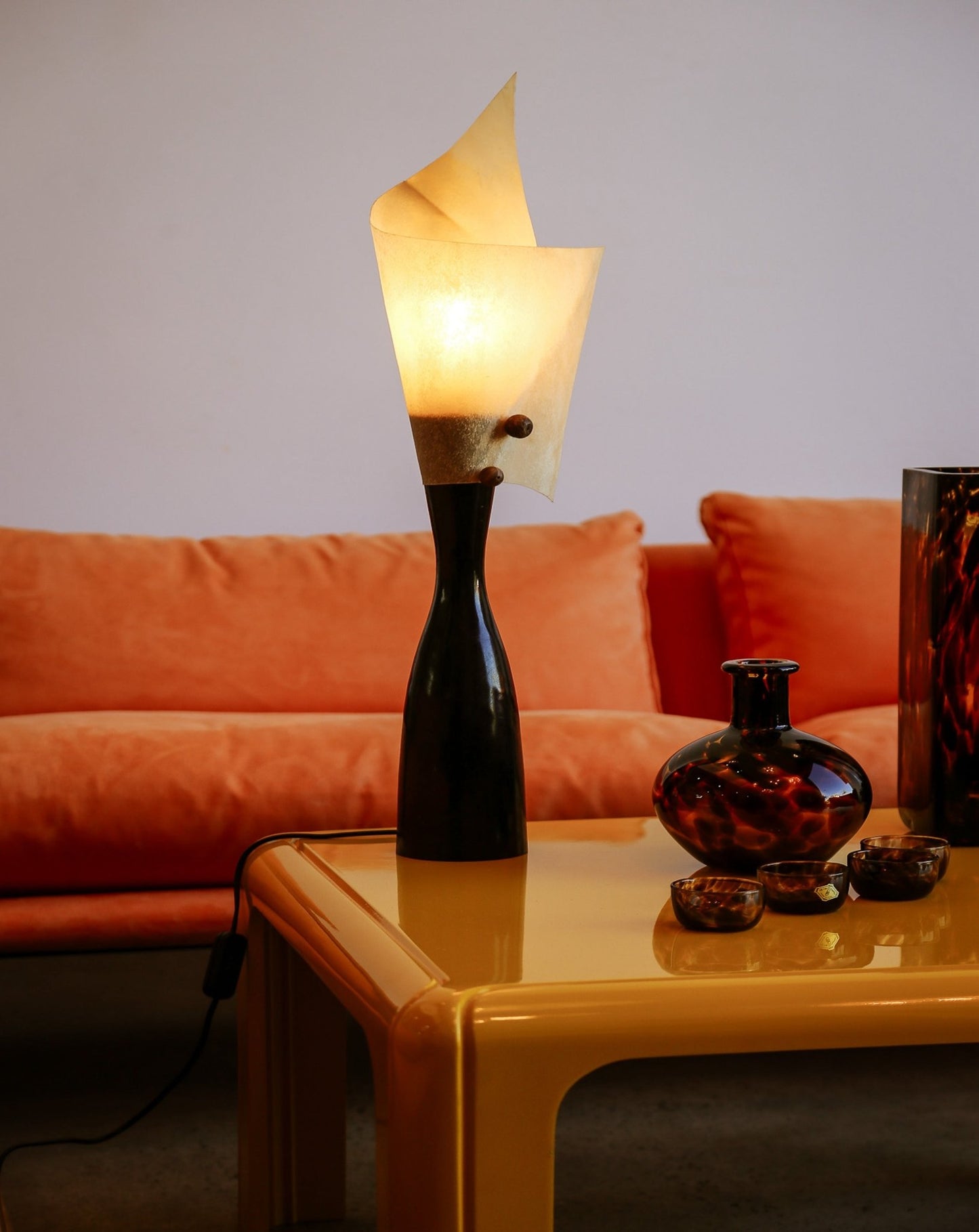 Sculptural Italian Table Lamp with Parchment Shade, 1980s – Handcrafted Organic Form - Lumini Collections