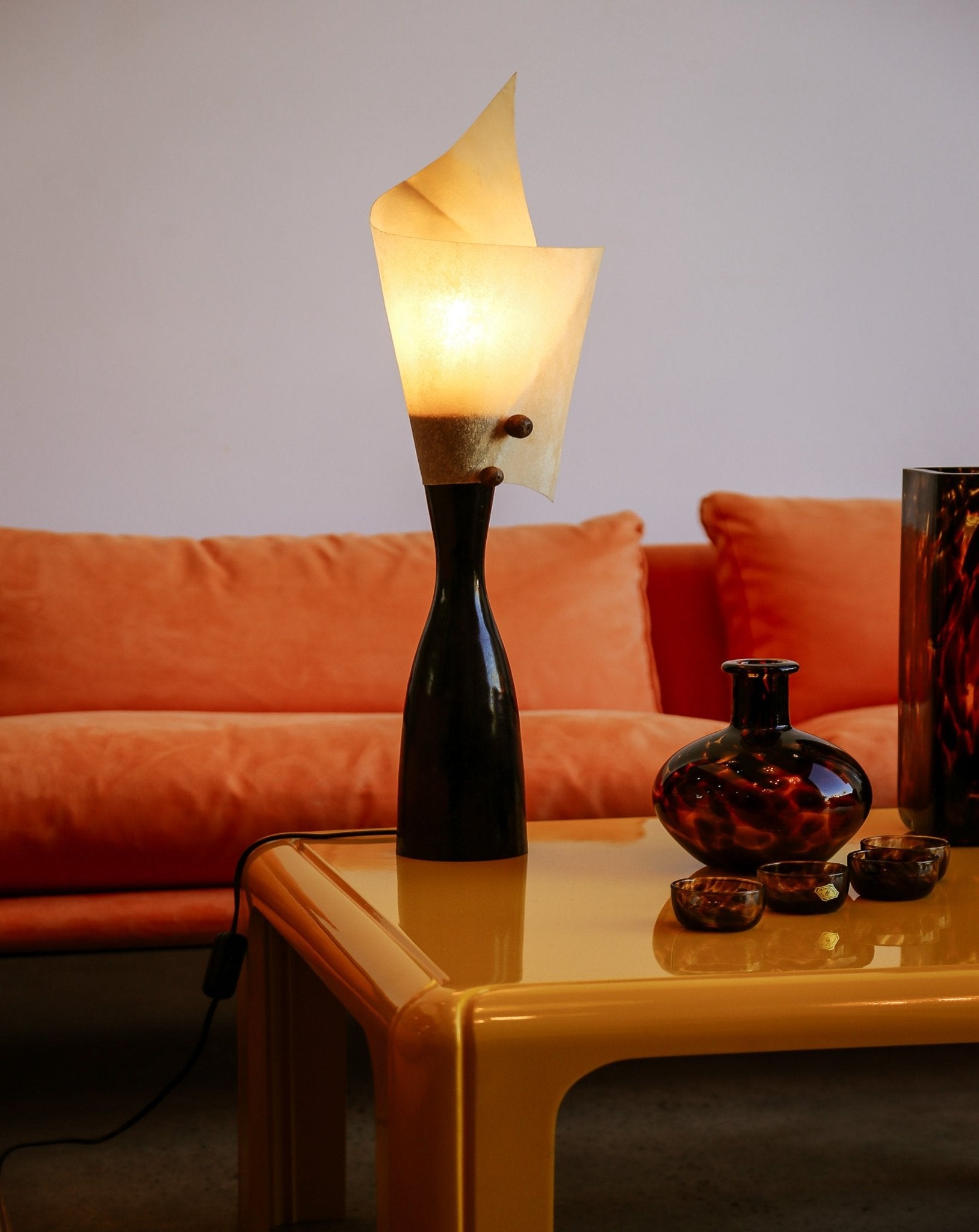 Sculptural Italian Table Lamp with Parchment Shade, 1980s – Handcrafted Organic Form - Lumini Collections