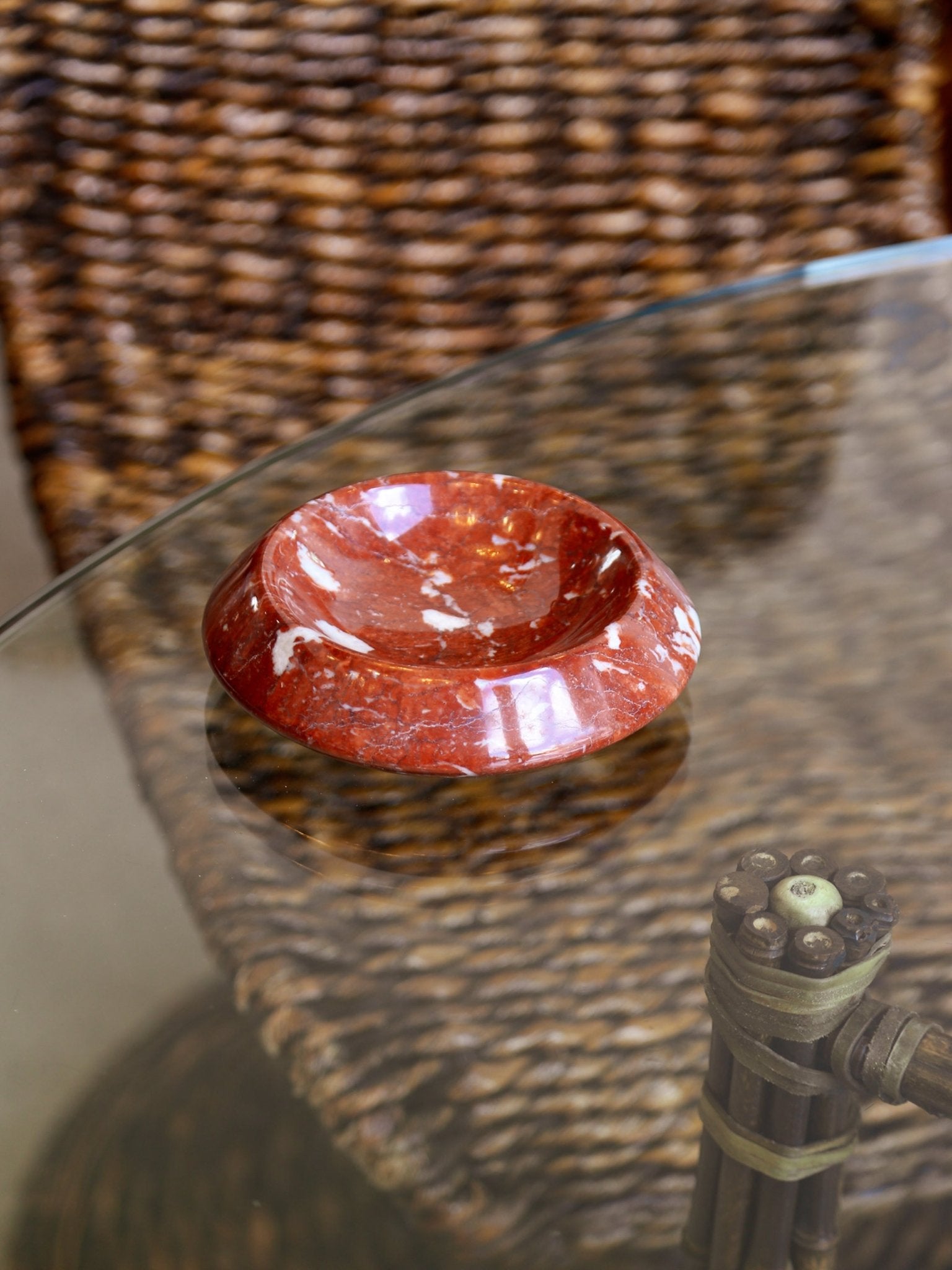 Sergio Asti Italian Red Marble Bowl, 1970s - Lumini Collections