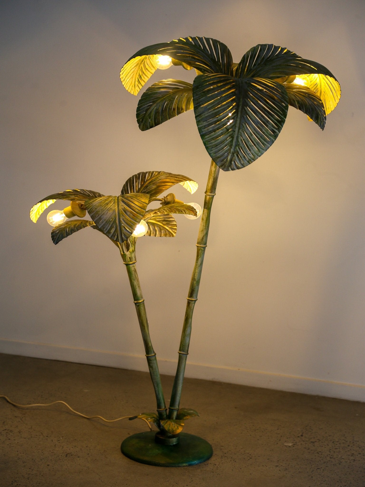 Sergio Terzani Brass Palm Tree Floor Lamp, Italy 1970s - Lumini Collections