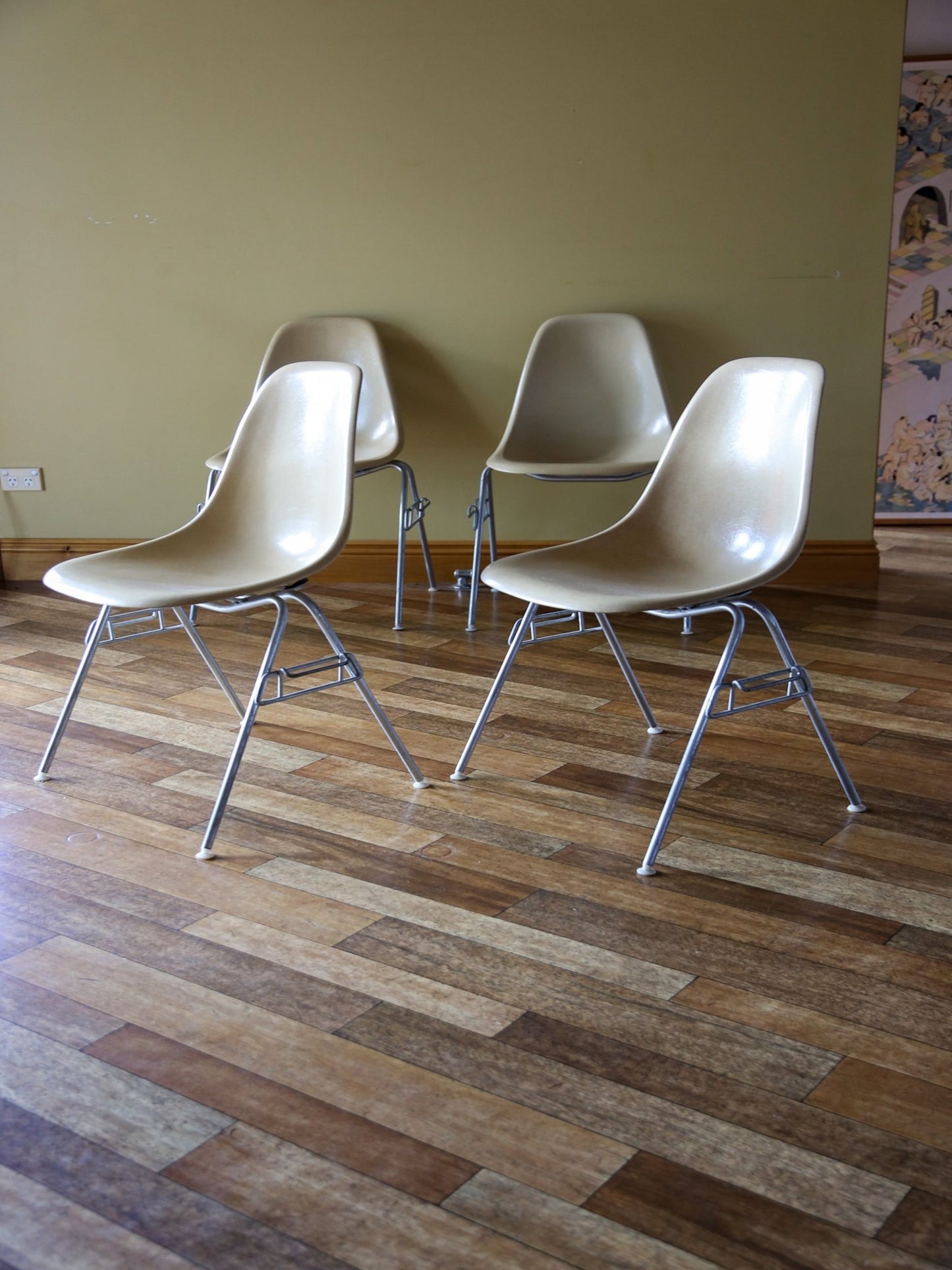 Set of Four Herman Miller Eames Fiberglass Dining Chairs - Lumini Collections