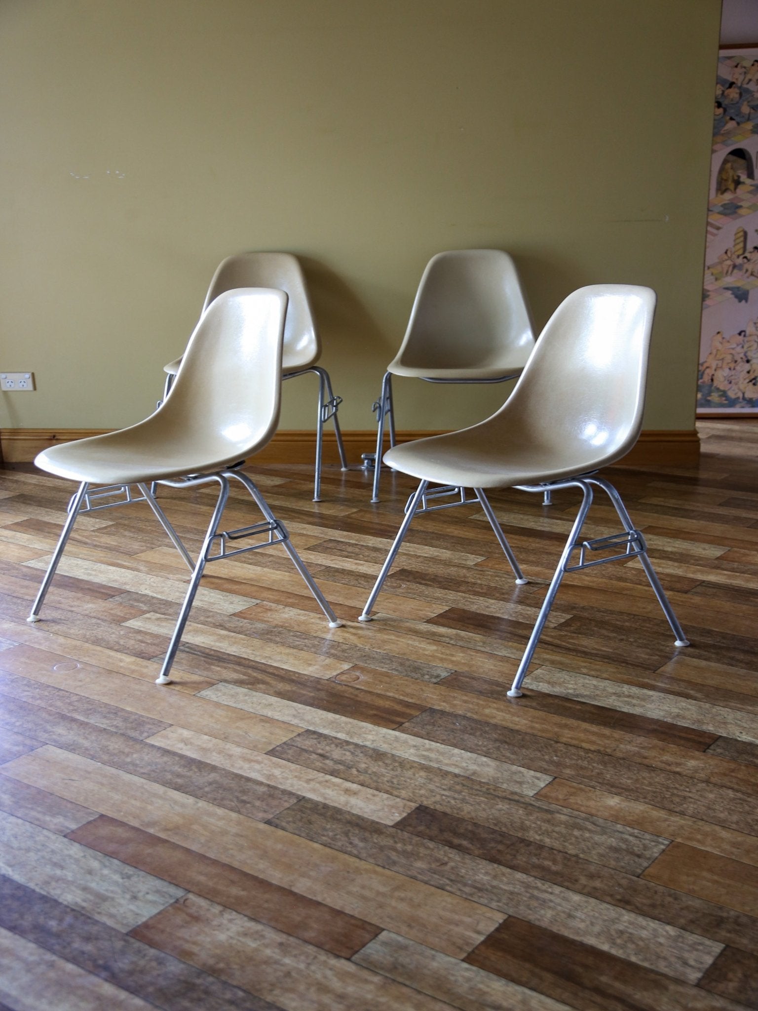 Set of Four Herman Miller Eames Fiberglass Dining Chairs - Lumini Collections