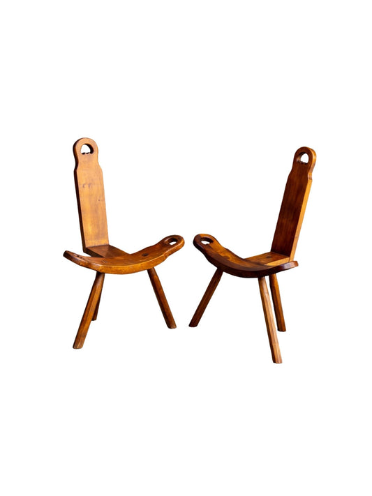 Spanish Brutalist Mid Century Sculptural Tripod Chairs, 1950s - Lumini Collections