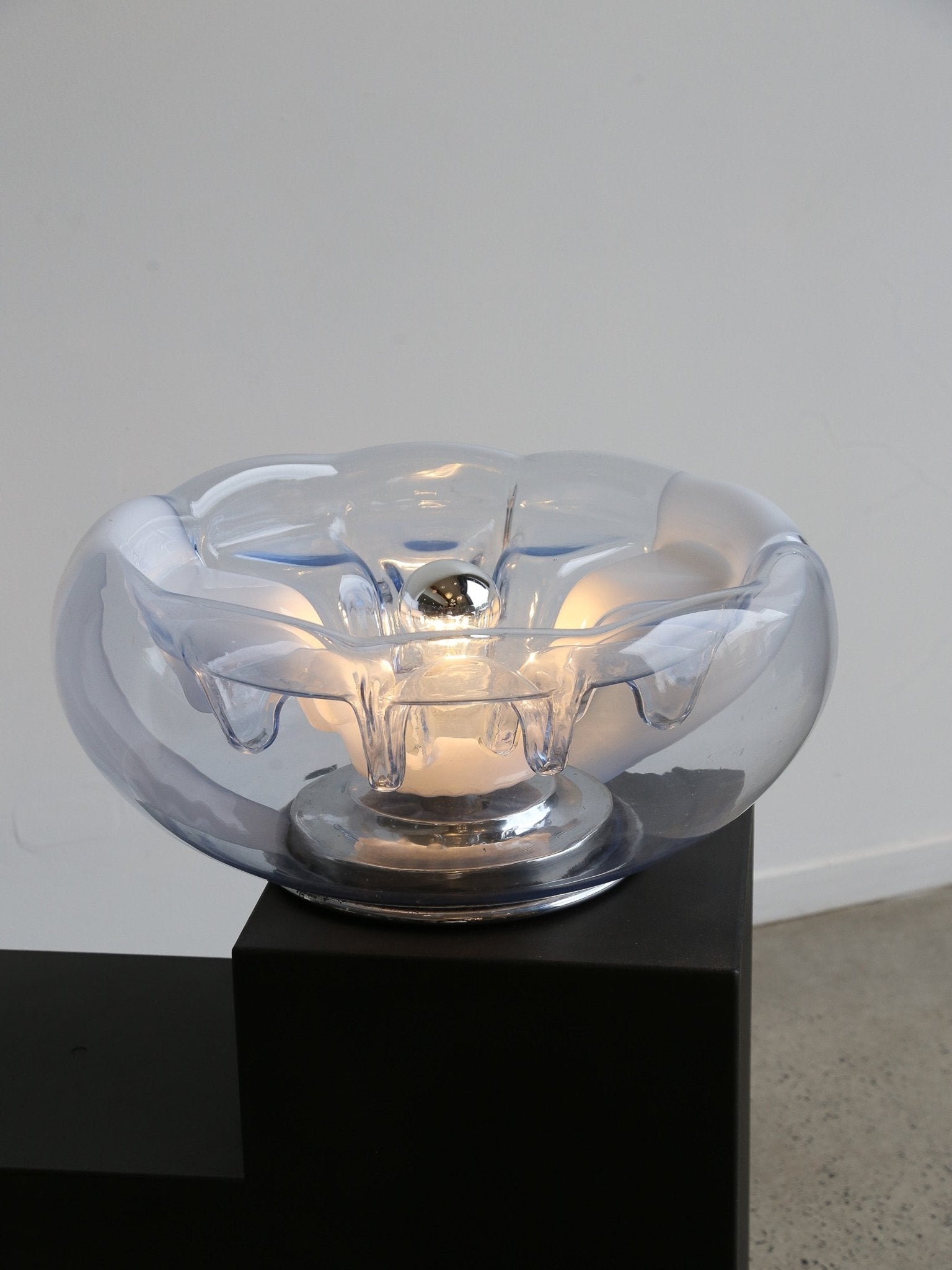 Tony Zuccheri Chrome and Murano Glass Table Lamp, 1960s - Lumini Collections