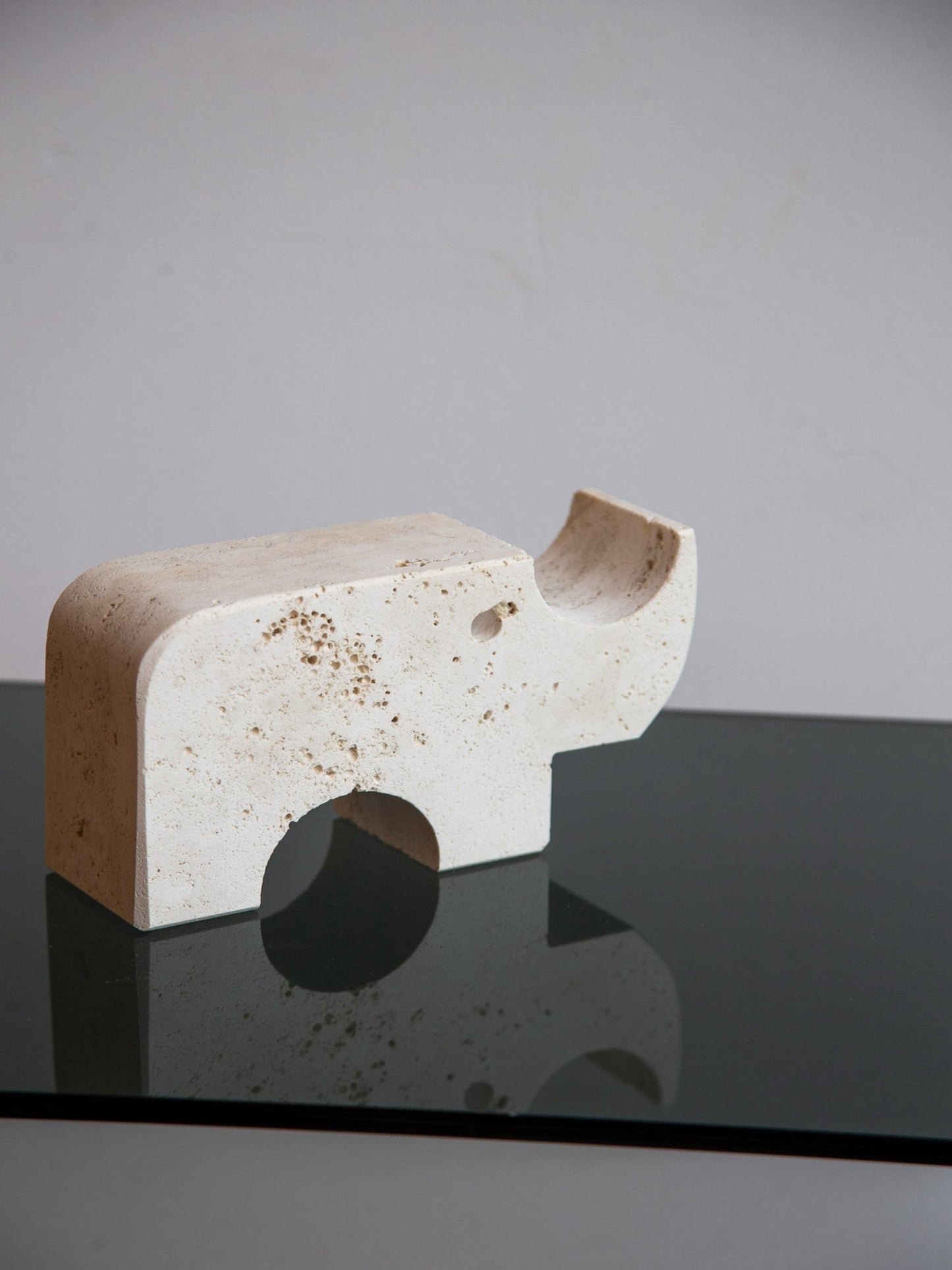 Travertine Rhino Sculpture by Enzo Mari for Fratelli Mannelli, 1970s - Lumini Collections