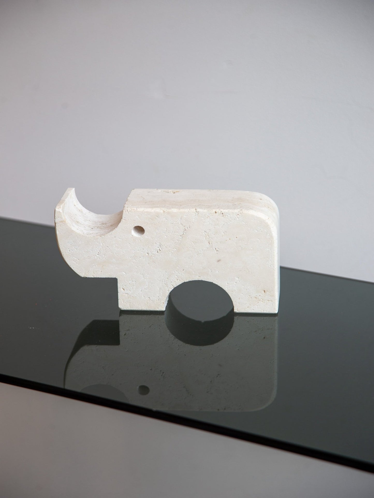 Travertine Rhino Sculpture by Enzo Mari for Fratelli Mannelli, 1970s - Lumini Collections
