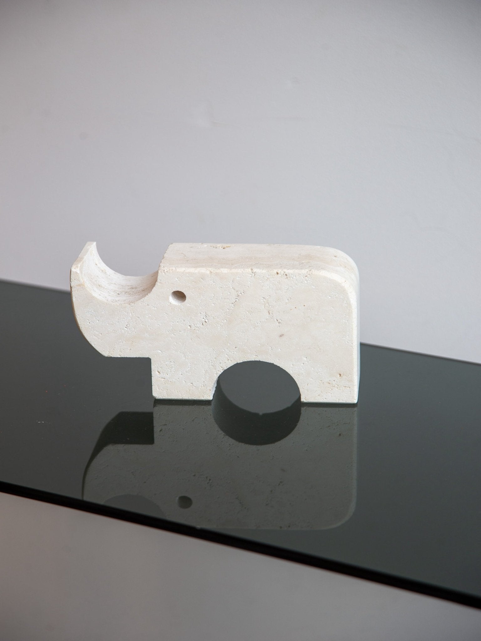 Travertine Rhino Sculpture by Enzo Mari for Fratelli Mannelli, 1970s - Lumini Collections