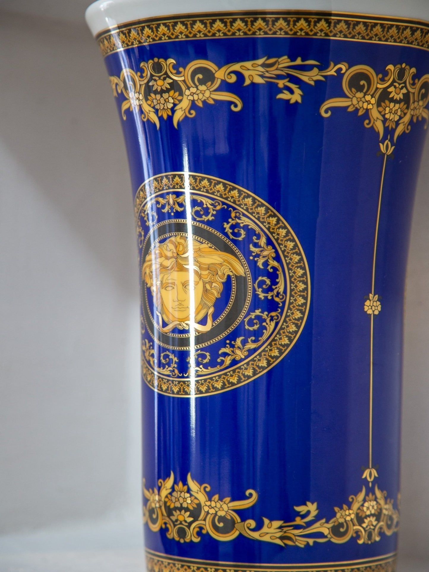 Versace Medusa porcelain vase in cobalt blue and gold Rosenthal for Versace - Lumini Collections