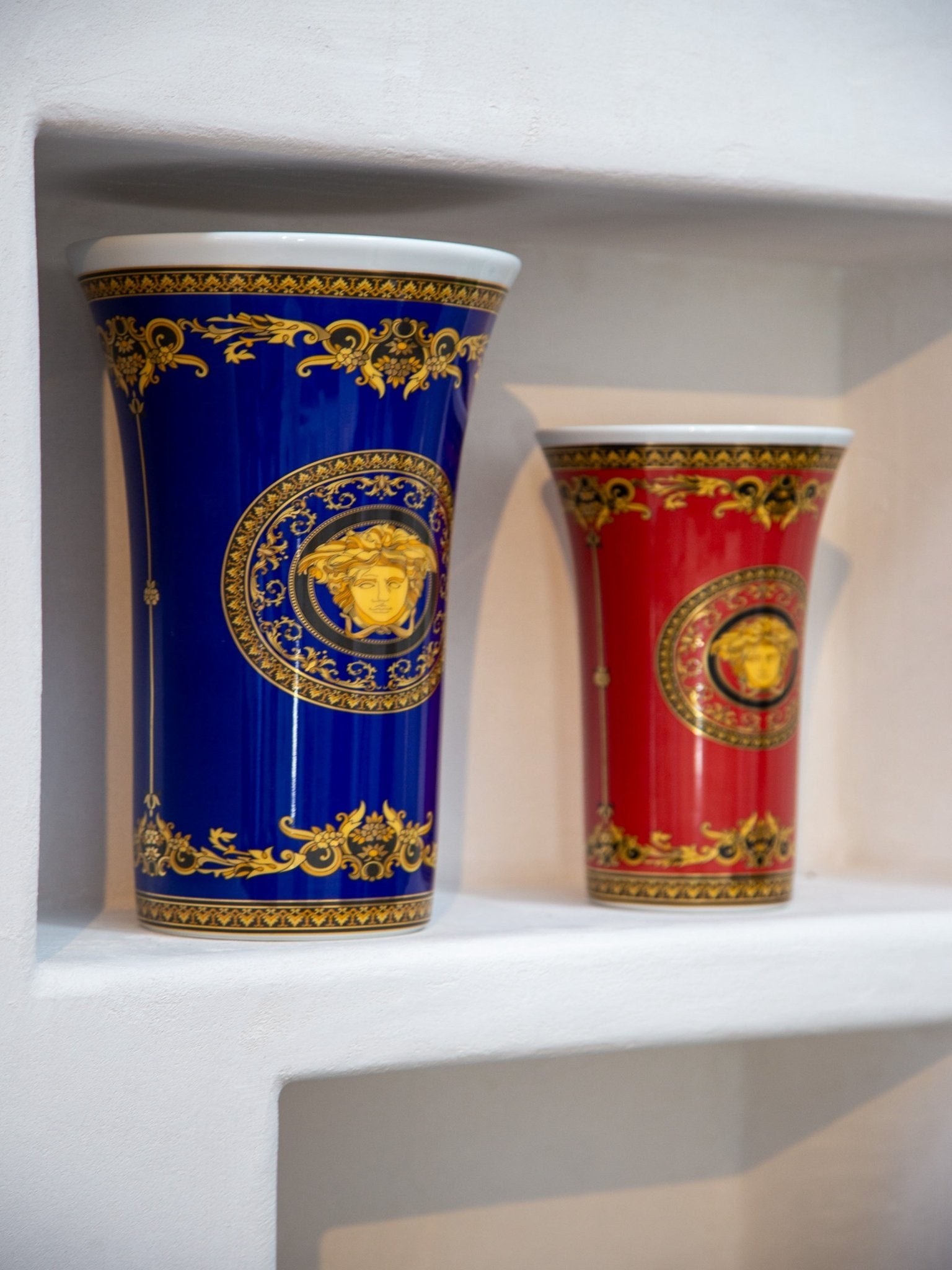 Versace Medusa porcelain vase in cobalt blue and gold Rosenthal for Versace - Lumini Collections