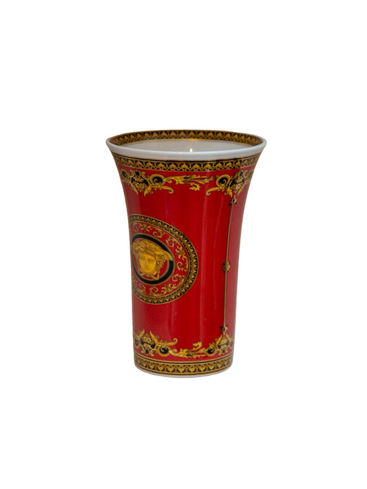 Versace Rosenthal Medusa Red Porcelain Vase Italy 1990s - Lumini Collections
