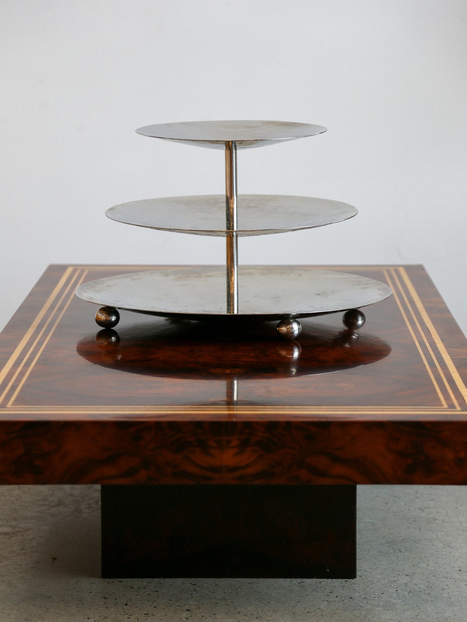Zeher Hammered Chrome Three - Tier Side Table, 1970s - Lumini Collections