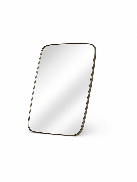 Italian Mid-Century Modern Wall Mirror with Brass Frame, 1970s - Lumini Collections