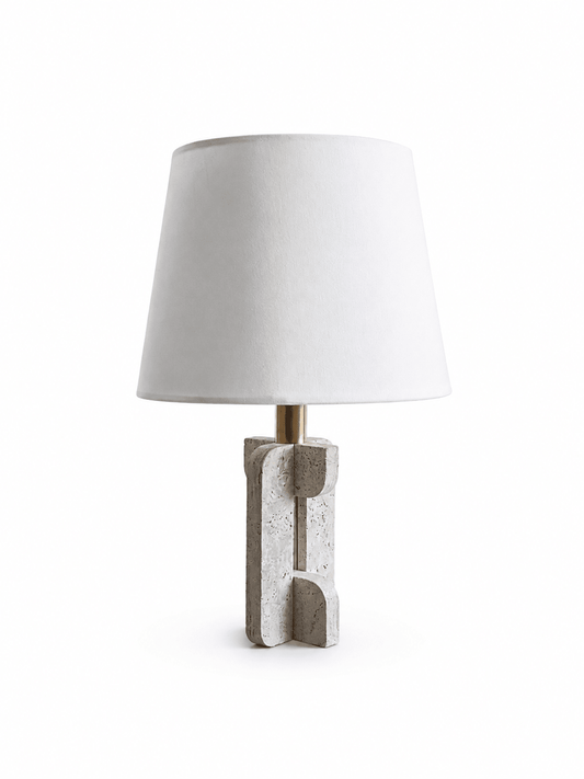 Italian Travertine and Brass Table Lamp by Fratelli Mannelli, 1970s - Lumini Collections
