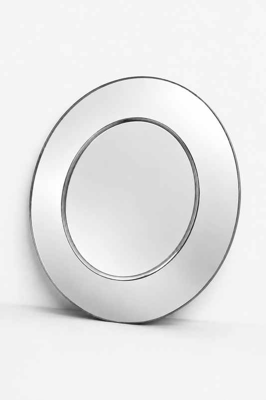 Rare 1970s Karl Springer Circular Wall Mirror – Luxury Design - Lumini Collections