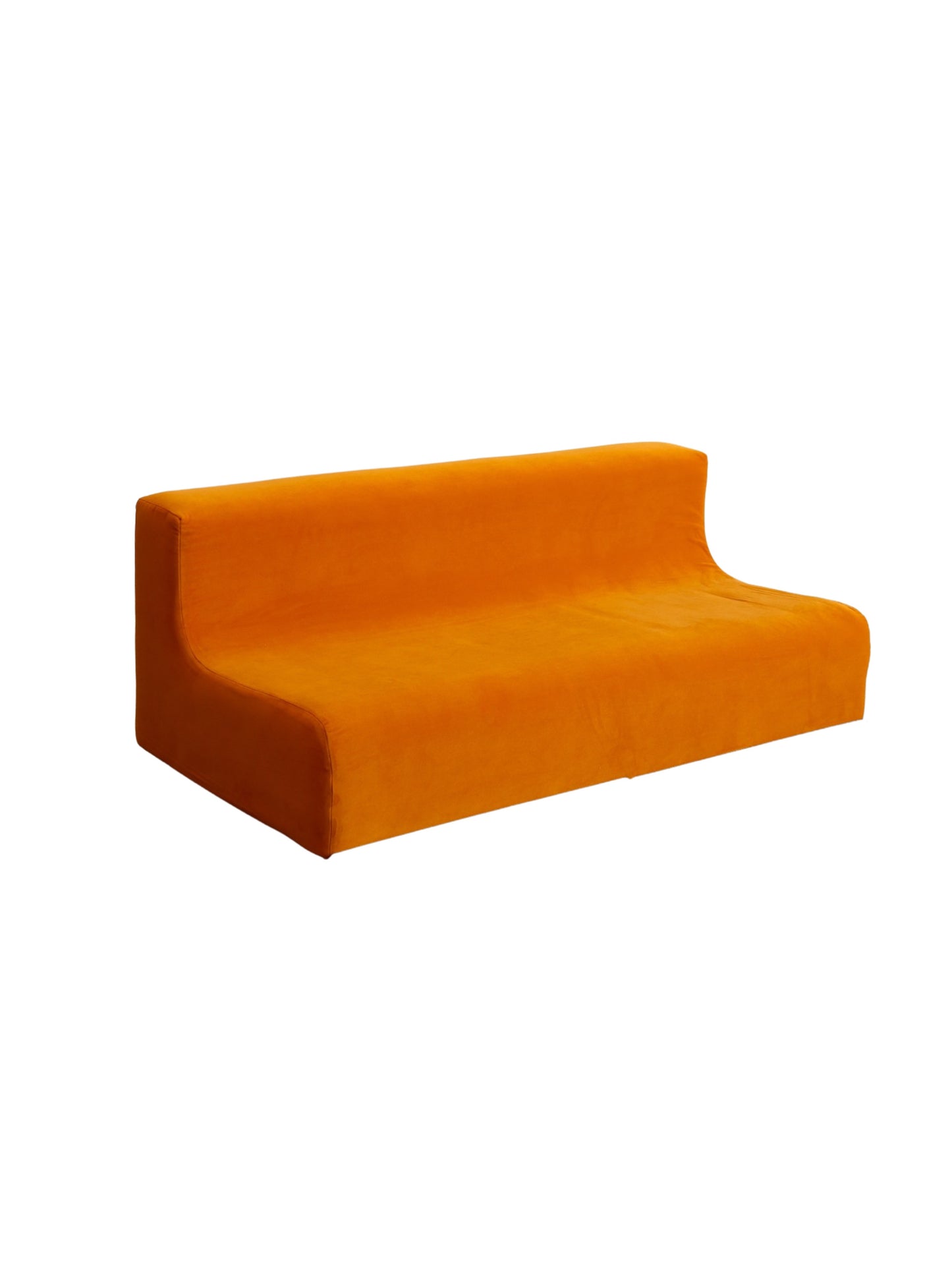 Space Age Three Seater Orange Velvet Sofa