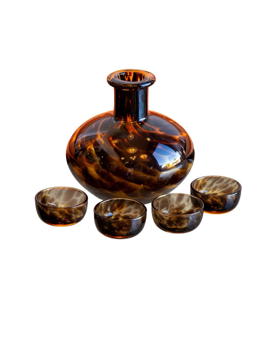 Vetri Empoli Tortoiseshell Glass Decanter Set, 1960s