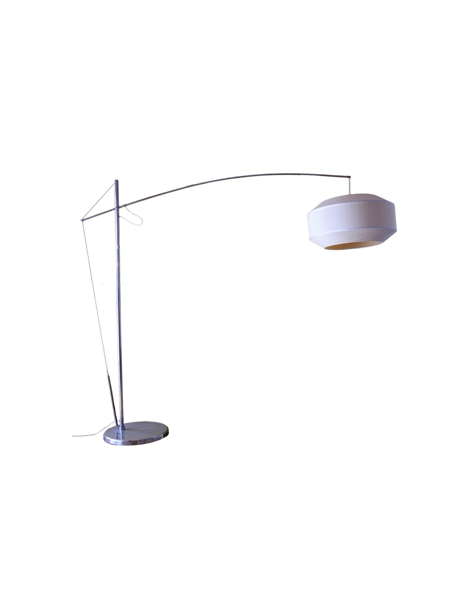 Italian Mid - Century Chrome Arc Floor Lamp with Suspended Shade - Lumini Collections