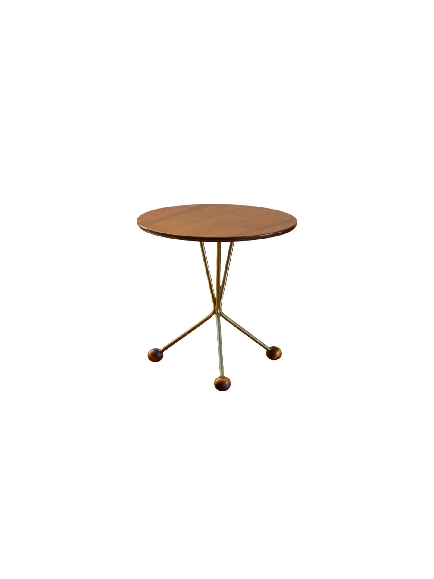 Alberts Tibro Swedish Teak Side Table with Brass Base - Lumini Collections