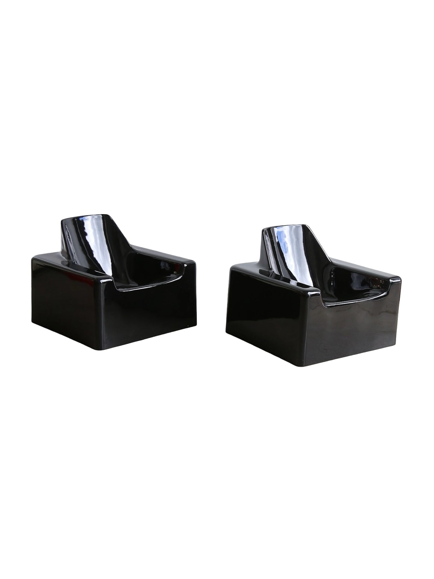 Piero Gatti & Franco Teodoro Set of Two Balck Fiberglass Armchairs