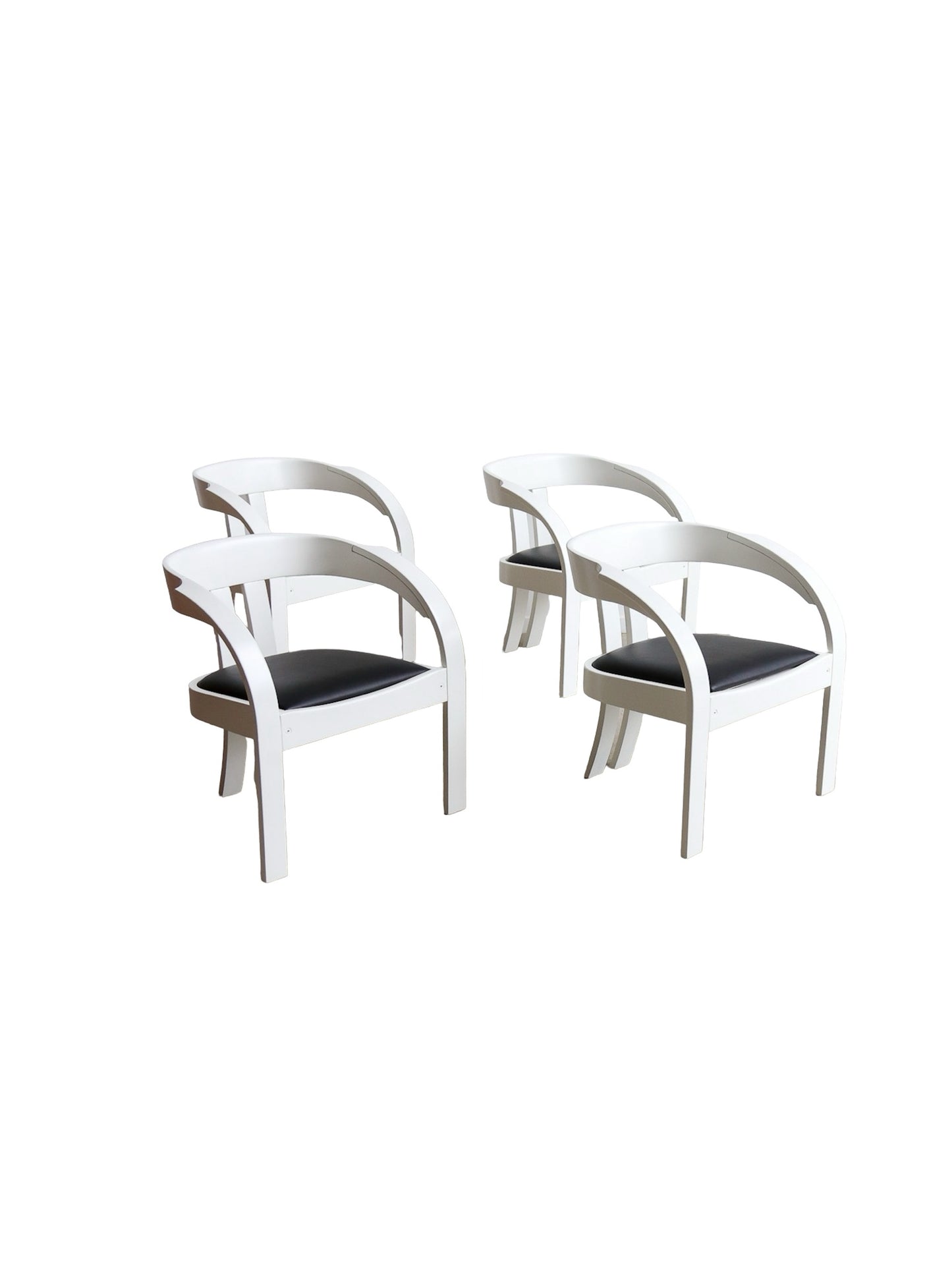 Elisa by Giovanni Battista Bassi for Poltronova  Black and White Dining Chairs Set of Four