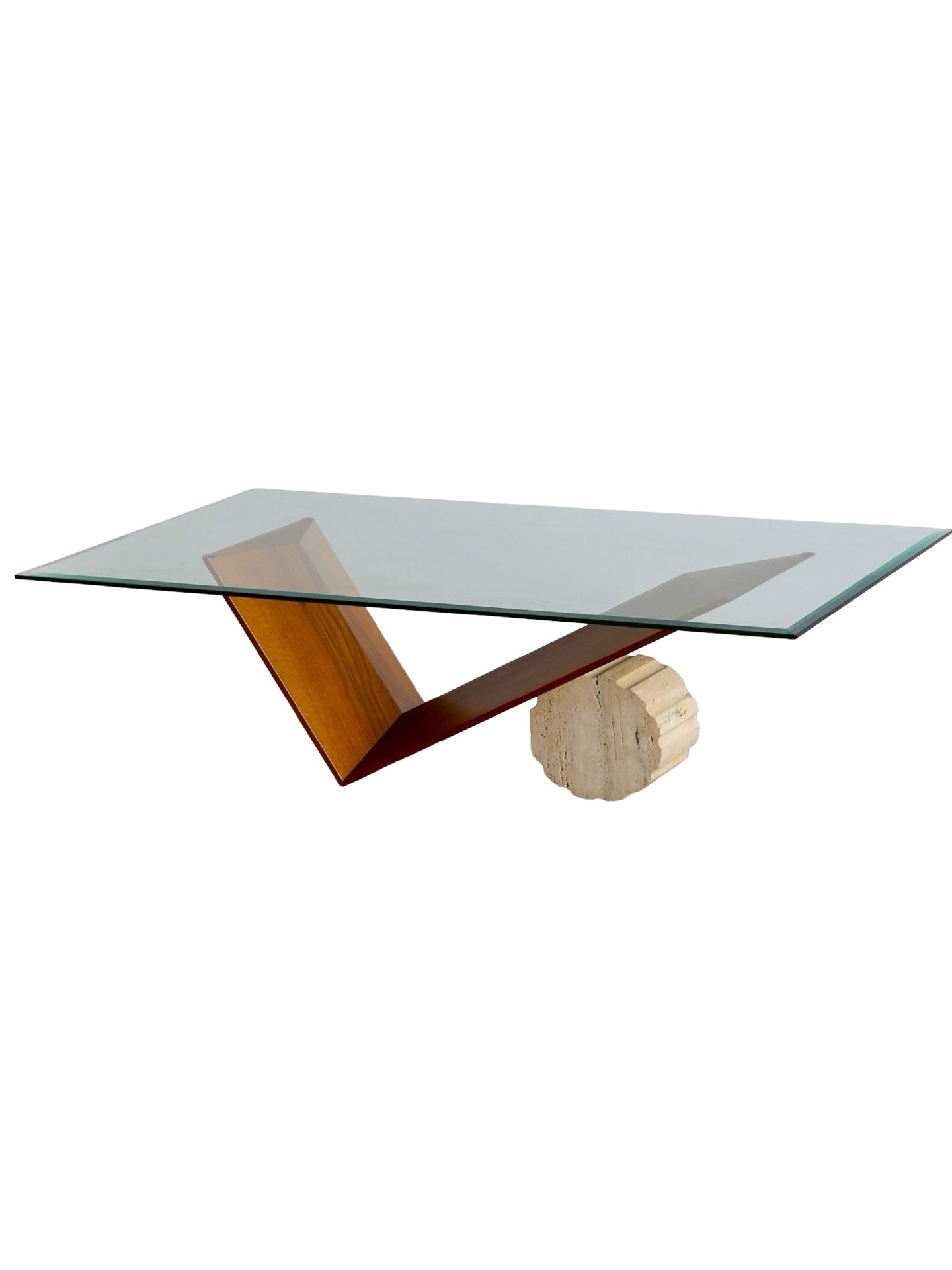 Valentino Coffee Table by Emanuele Zenere for Cattelan Italia in Travertine and Wood