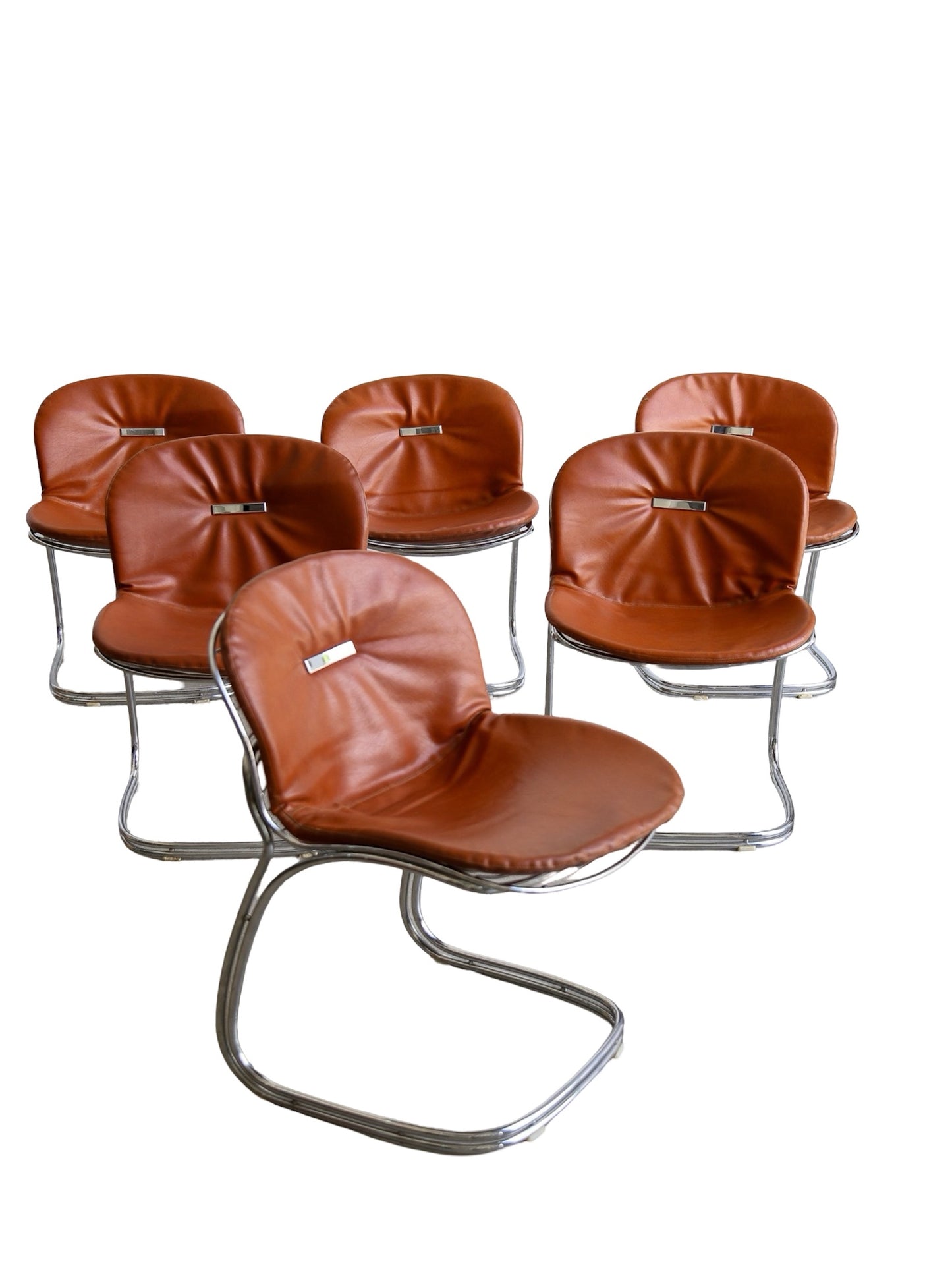 Sabrina Chairs by Gastone Rinaldi for Rima in Chrome and Leather Set of Six