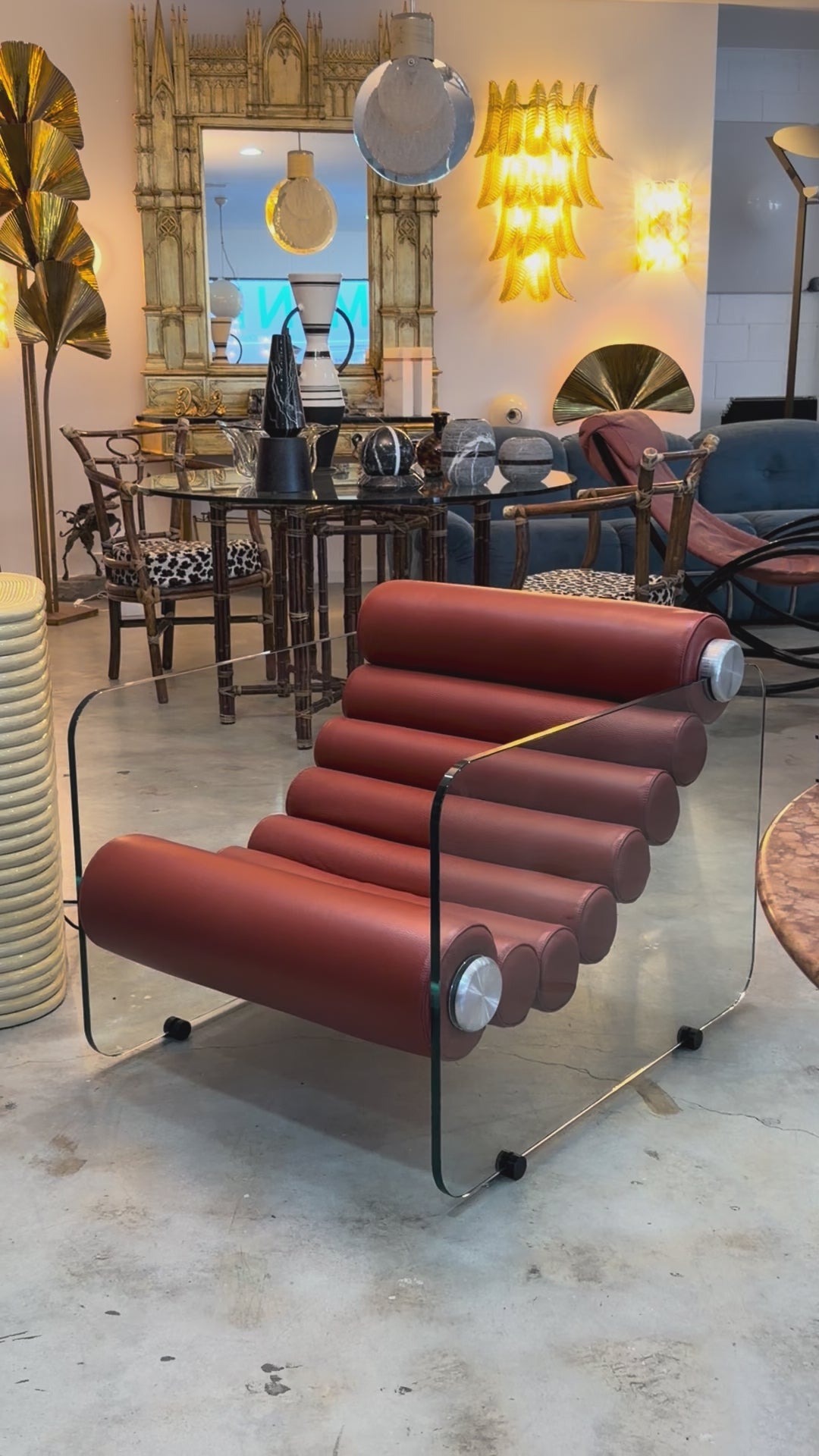 Fabio Lenci Terracotta Leather “Hyaline” Chairs for Standing
