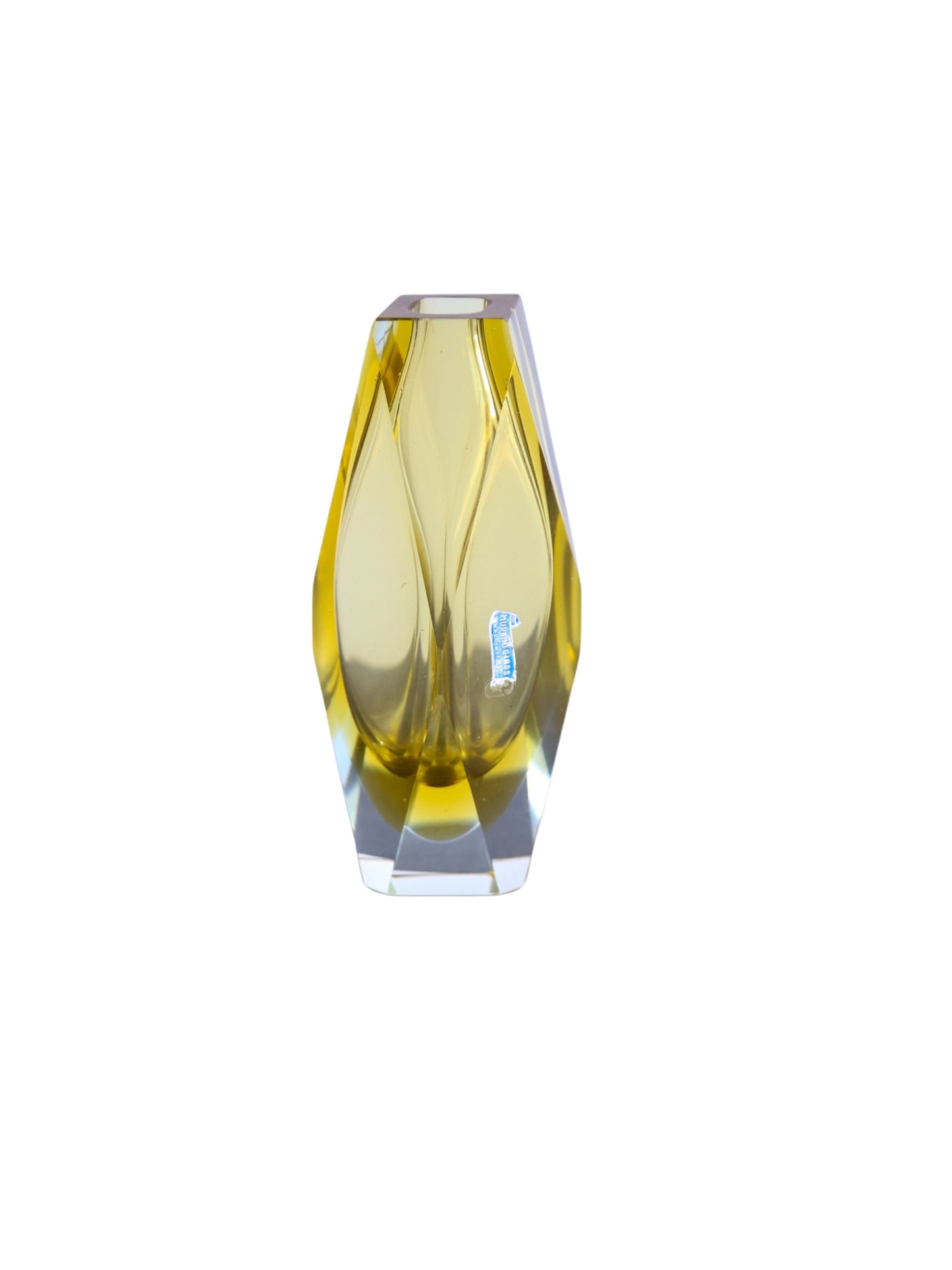 Italian Sommerso Murano Glass Yellow Vase