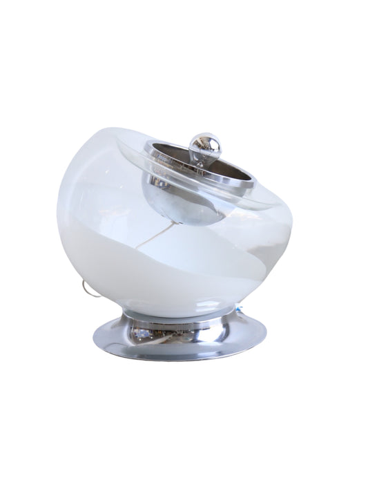 Toni Zuccheri Chrome & White Murano Glass Table Lamp