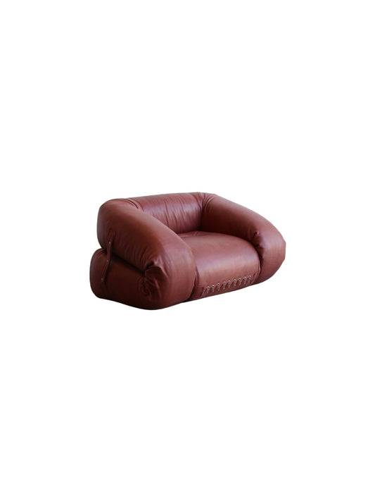 “Anfibio” by Alessandro Becchi for Givannetti, Armchair in Brown Leather and Sheepskin, 1970 - Lumini Collections