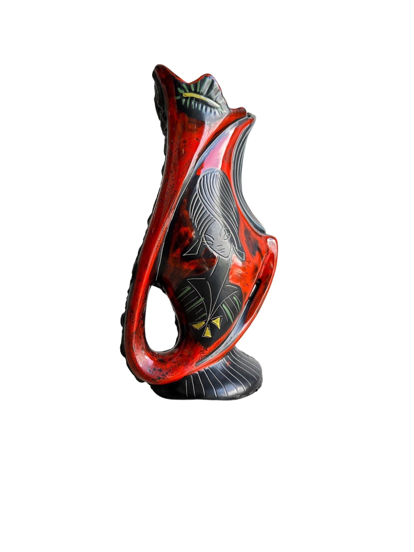 Augusto Giulianelli for San Marino Red Lava Vase, 1950s - Lumini Collections