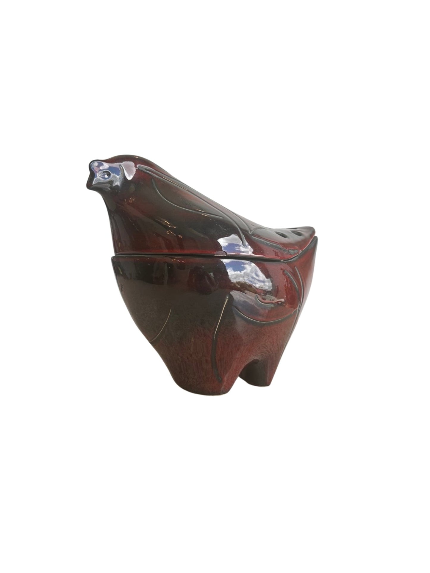Bitossi for Raymor Dark Red Glazed Ceramic Bird Vase, 1960s - Lumini Collections