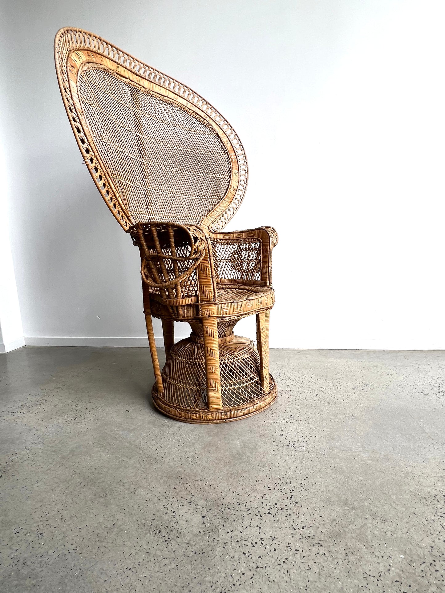French Emanulle Armchair in Rattan and Wicker, 1970s