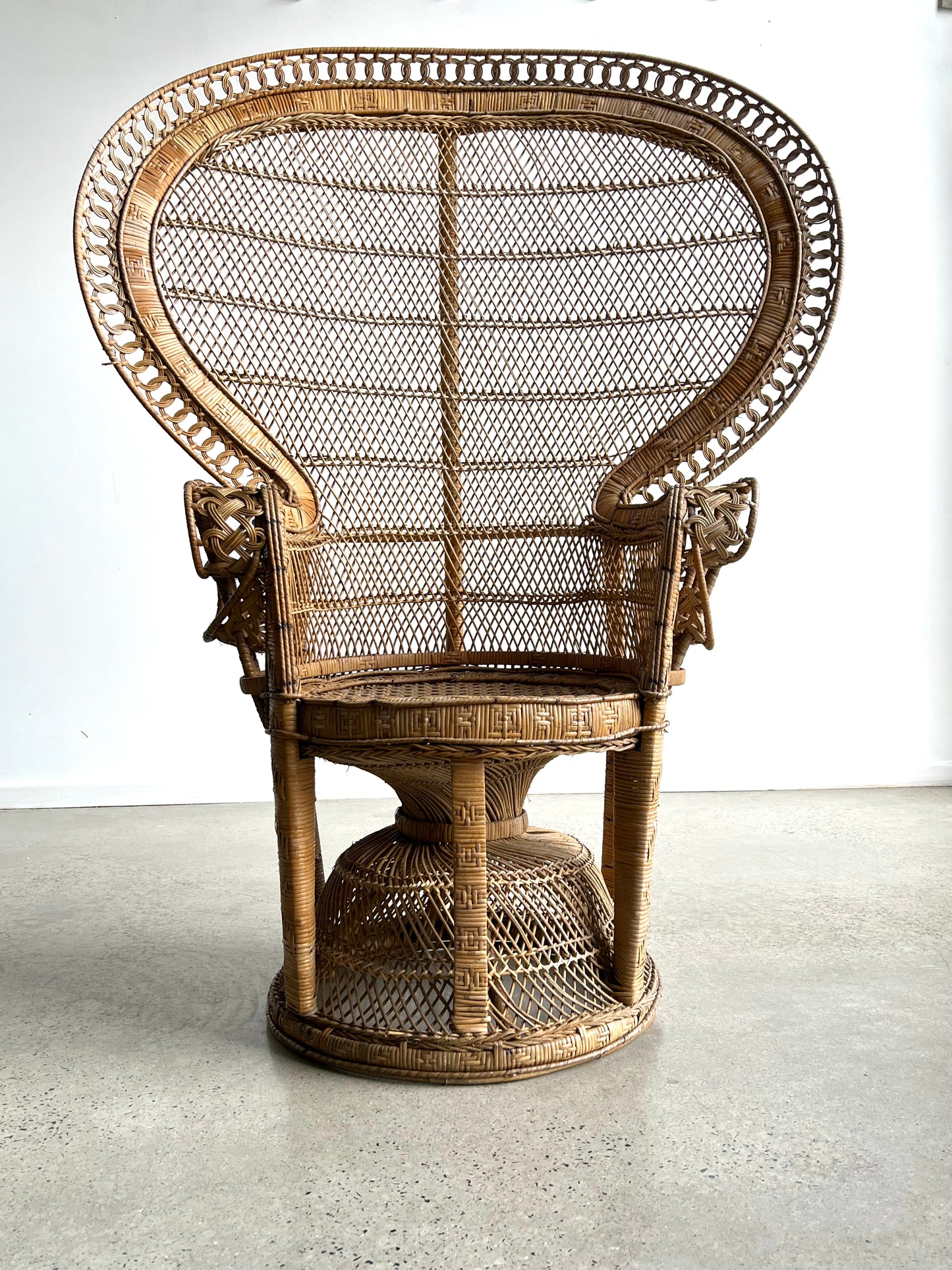 French Emanulle Armchair in Rattan and Wicker, 1970s